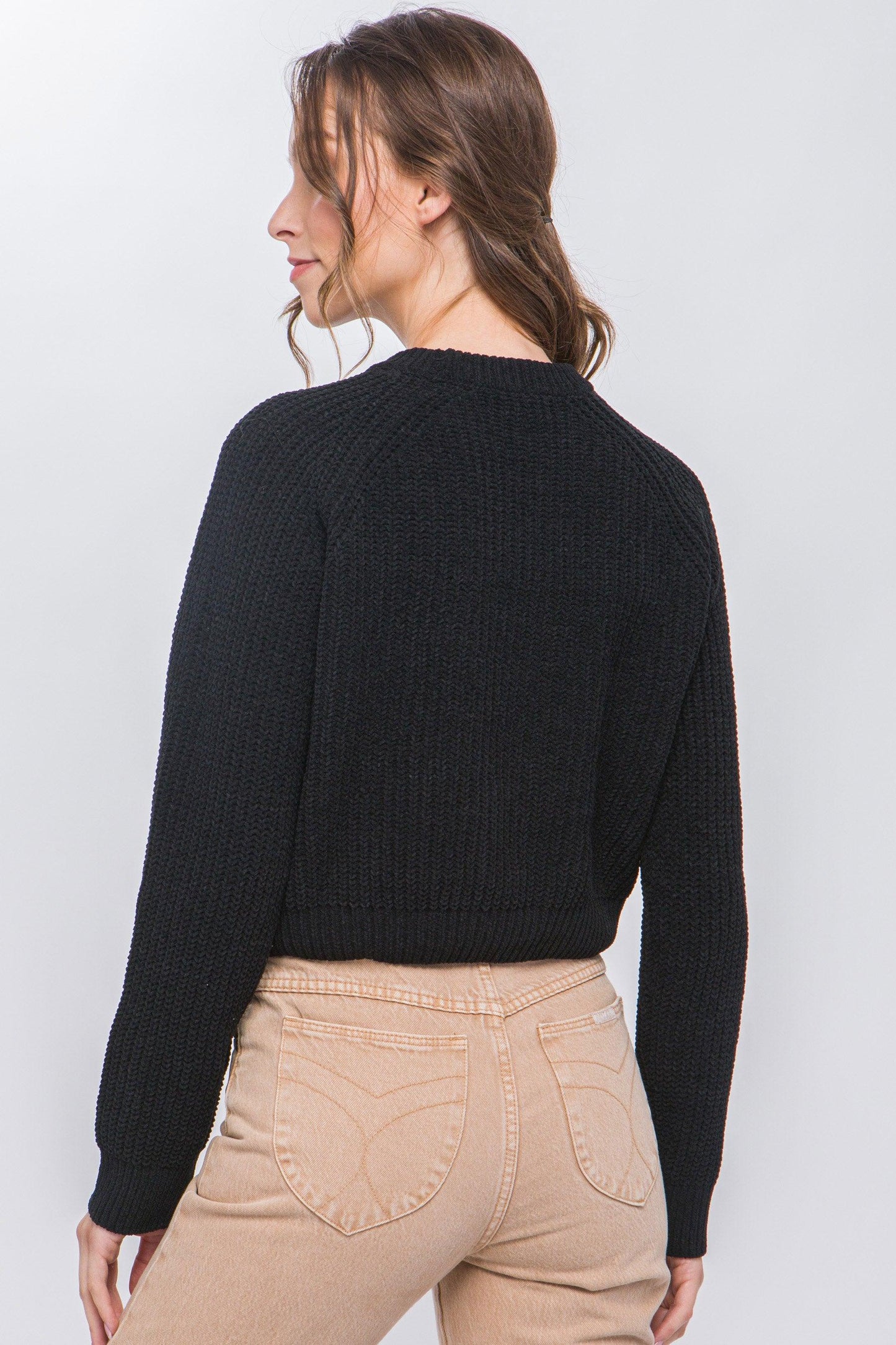 Knit Pullover Sweater With Cold Shoulder Detail - Leur Beau Monde Boutique