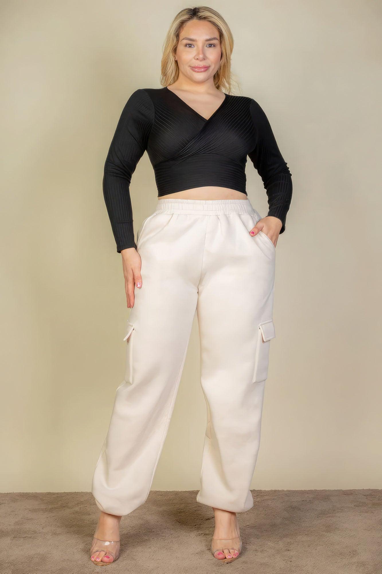 Plus Size Side Pocket Drawstring Waist Sweatpants - Leur Beau Monde Boutique