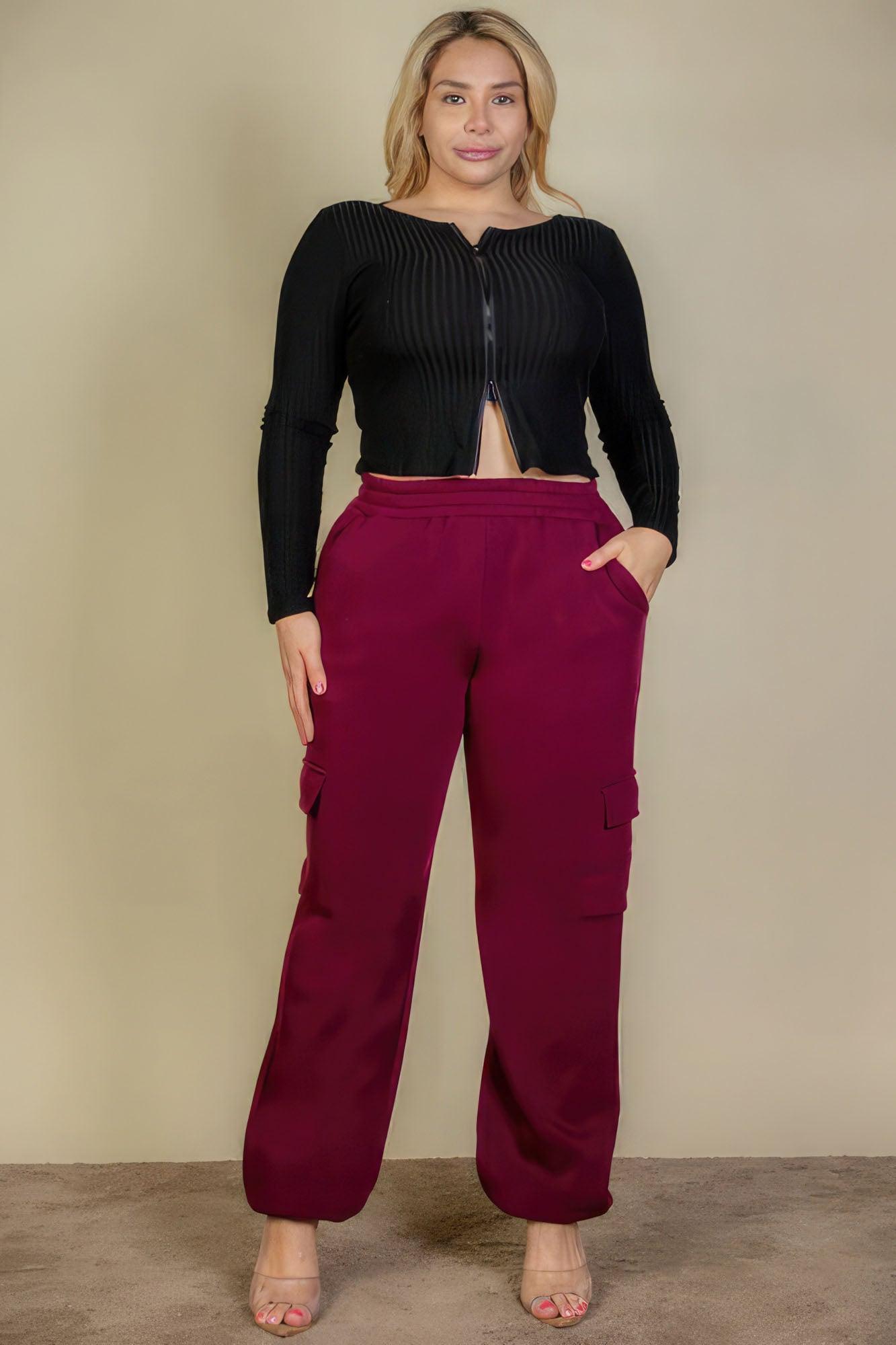 Plus Size Side Pocket Drawstring Waist Sweatpants - Leur Beau Monde Boutique