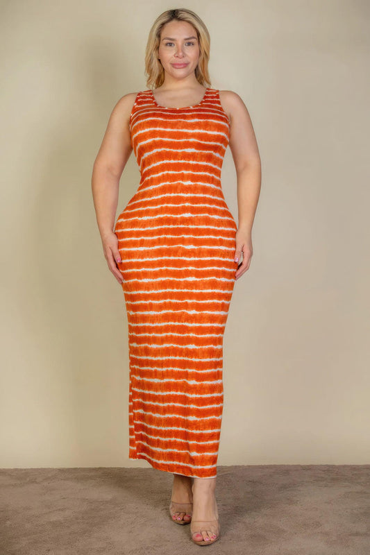 Plus Size Tie Dye Printed Tank Bodycon Maxi Dress - Leur Beau Monde Boutique