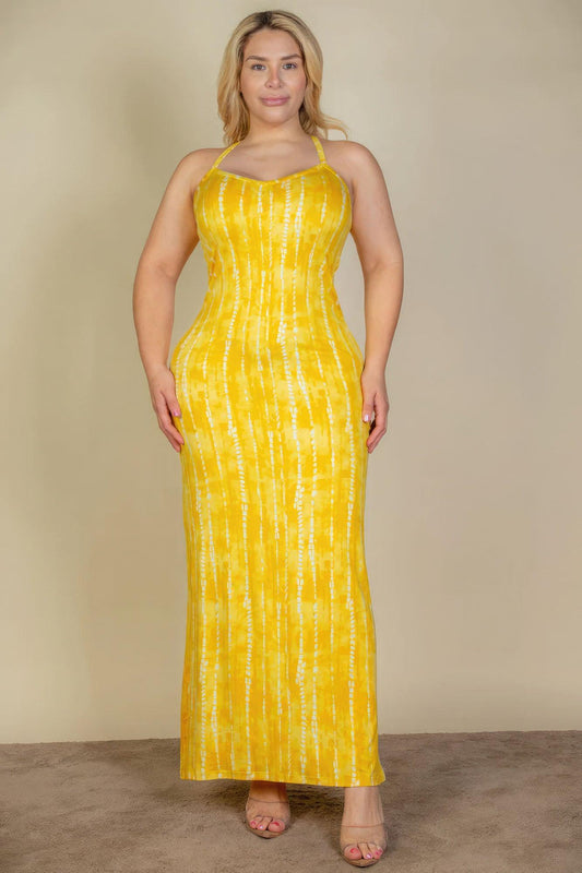 Plus Size Tie Dye Printed Cami Bodycon Maxi Dress - Leur Beau Monde Boutique