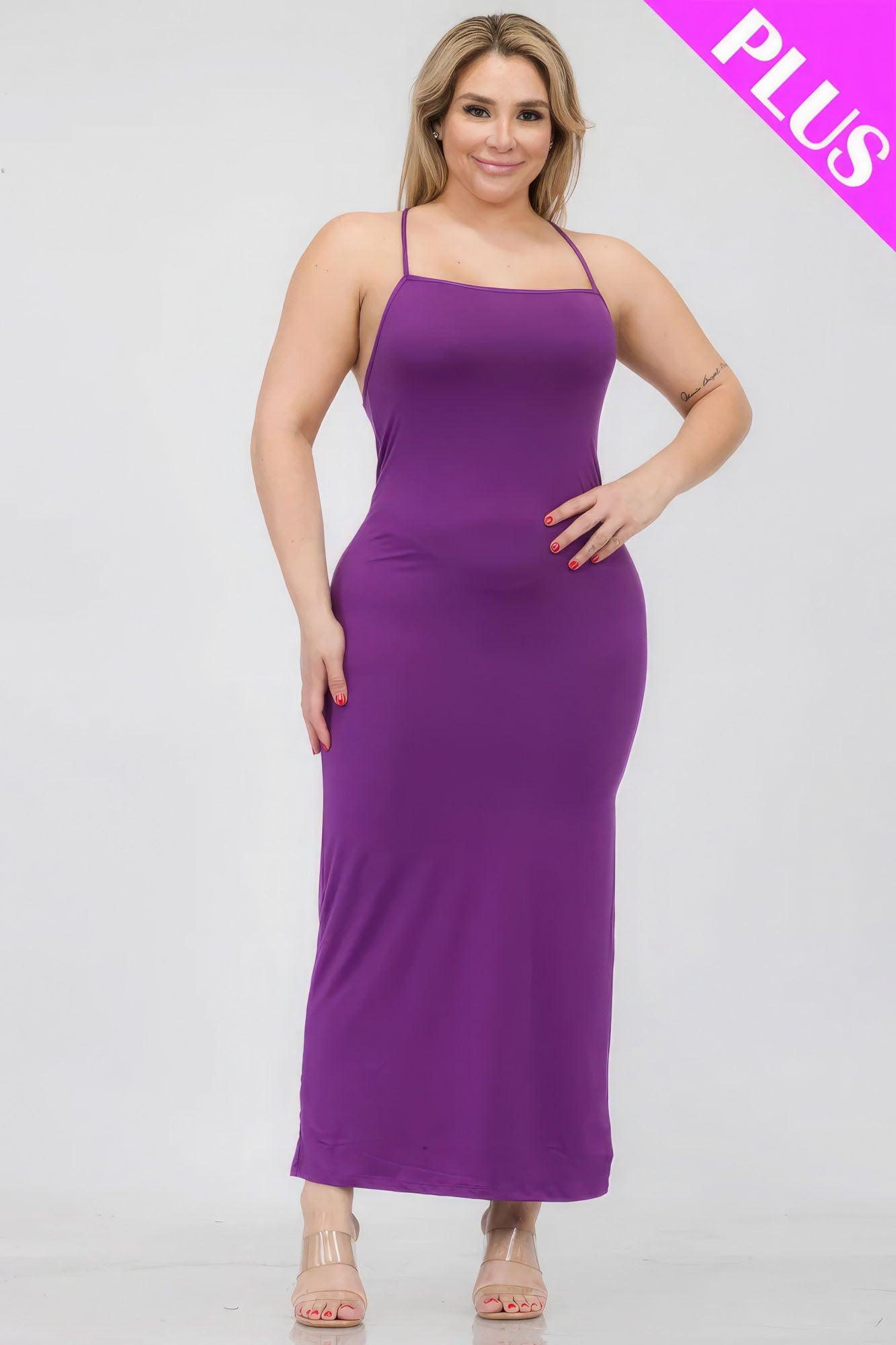 Plus Size Crisscross Back Split Thigh Maxi Dress - Leur Beau Monde Boutique