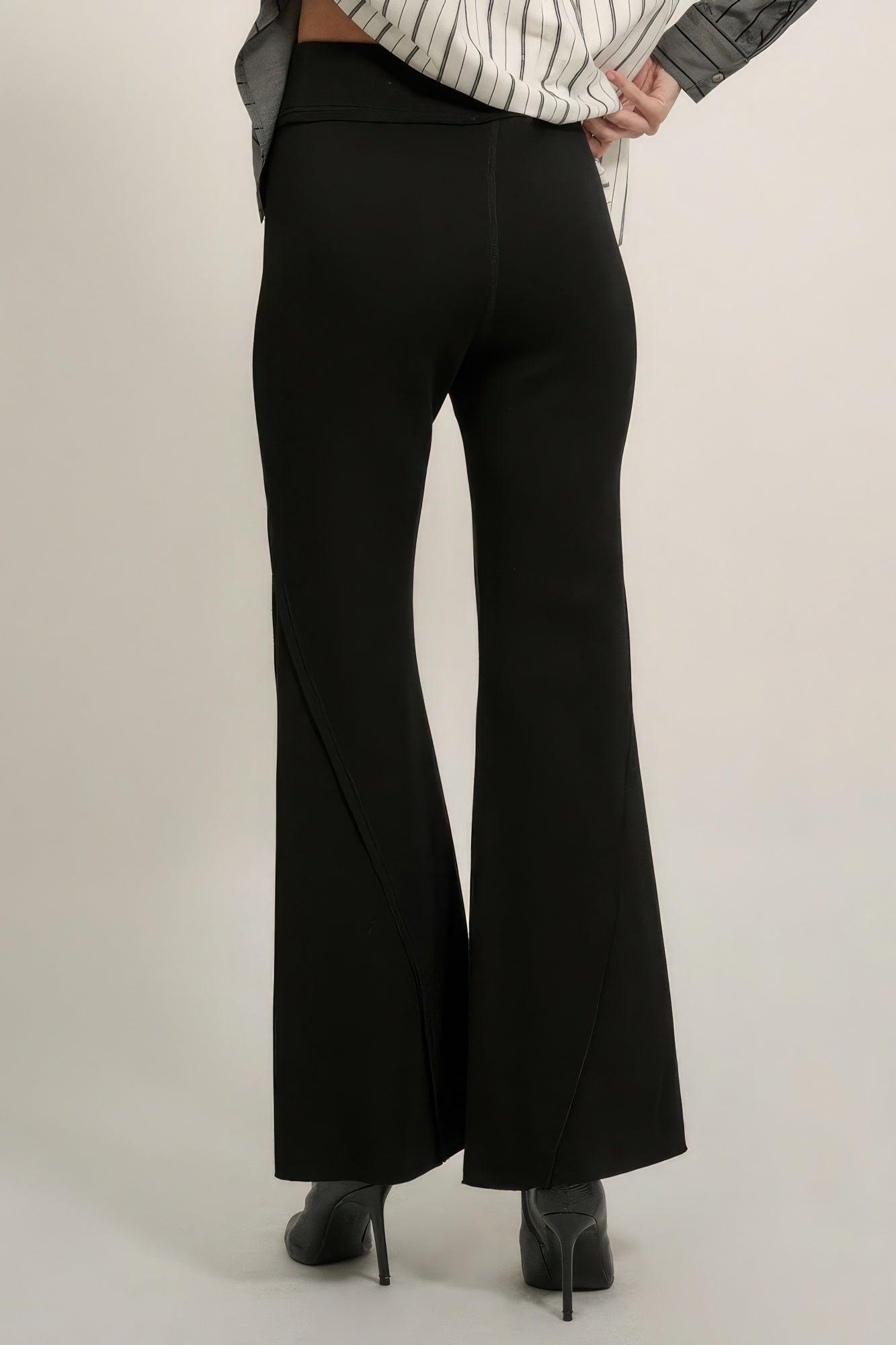 Solid Raw Edge Expose Seam Flare Pants - Leur Beau Monde Boutique