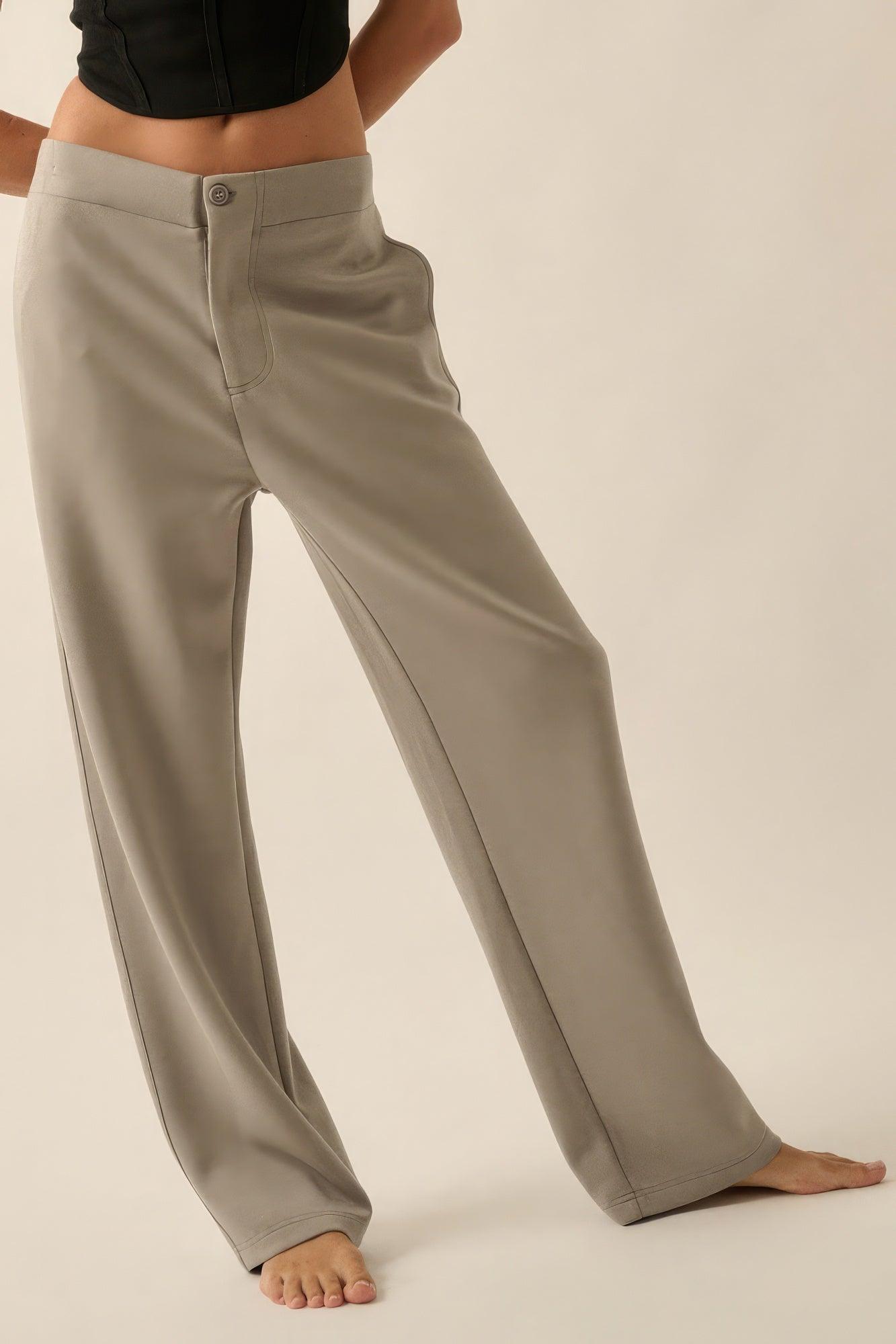 Premium Scuba High Waist Button Zip Up Fly Pants - Leur Beau Monde Boutique