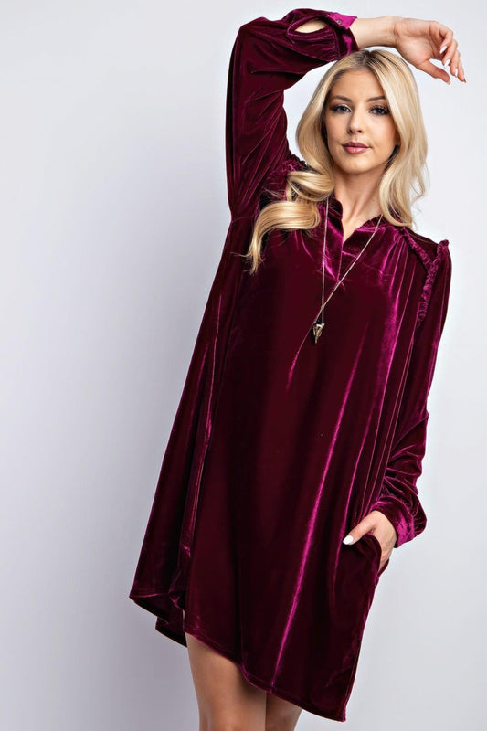 Mini Ruffle Detailing Velvet Dress - Leur Beau Monde Boutique