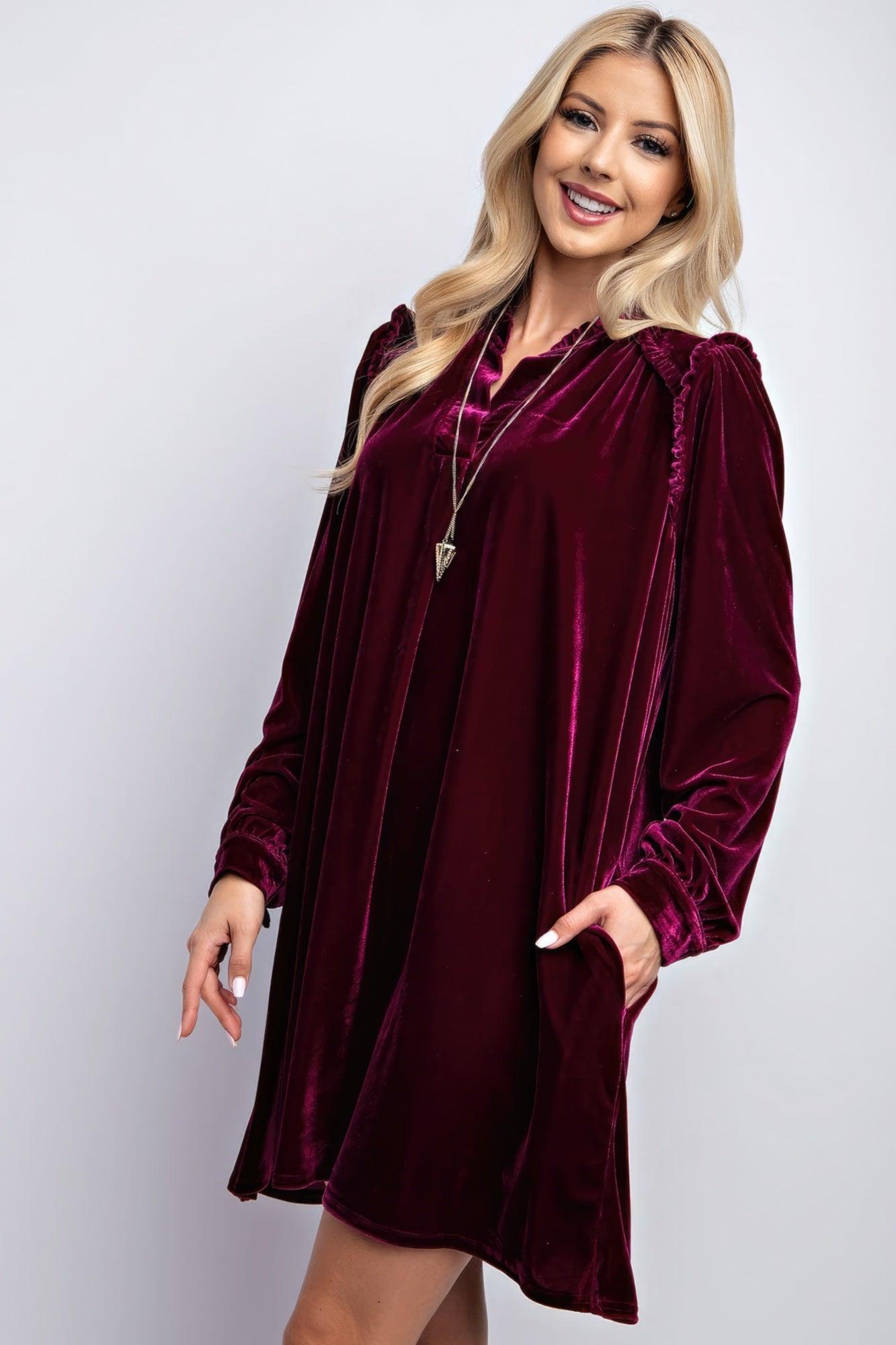 Mini Ruffle Detailing Velvet Dress - Leur Beau Monde Boutique