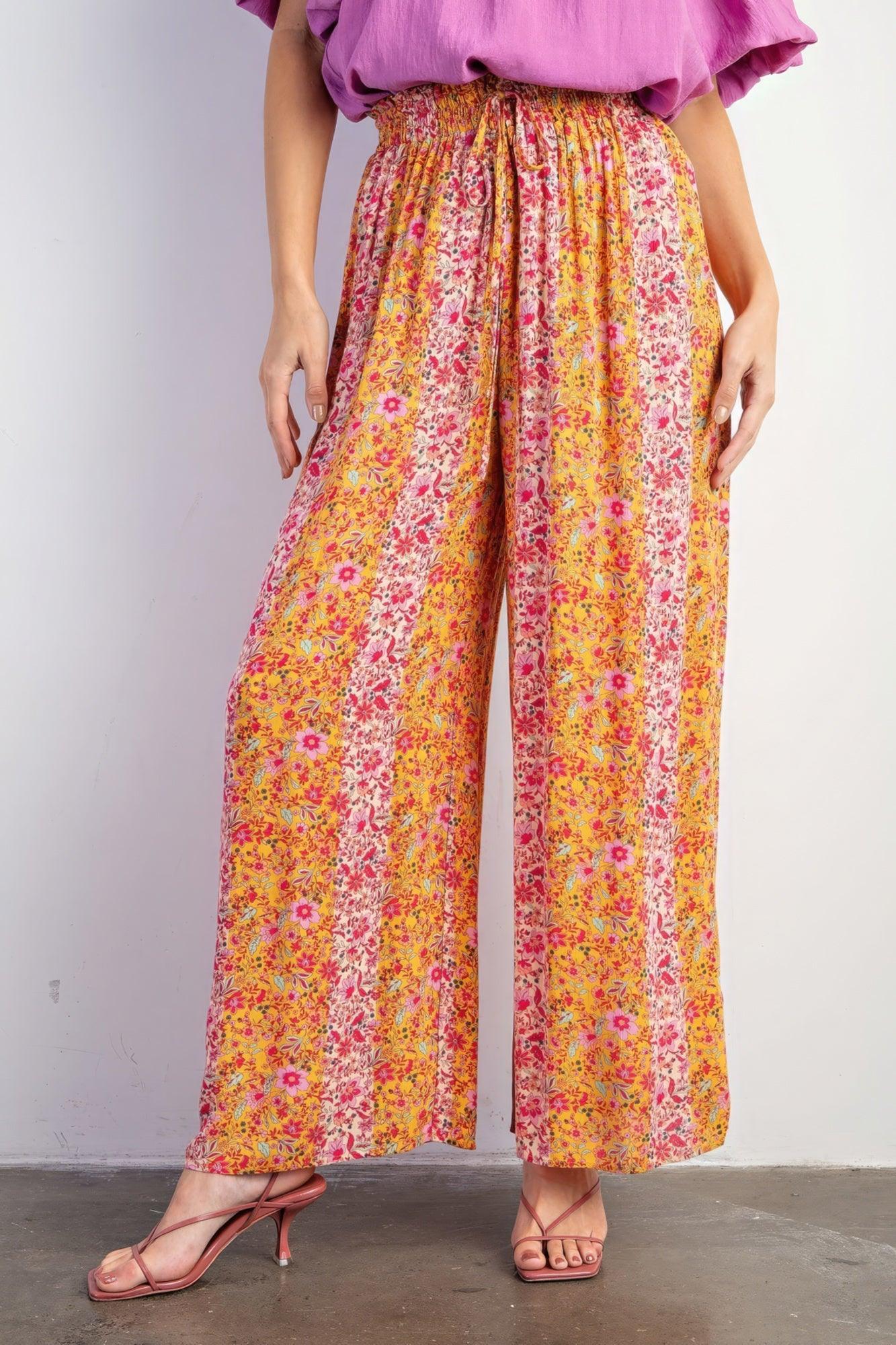 Floral Print Gauze Palazzo Pants - Leur Beau Monde Boutique