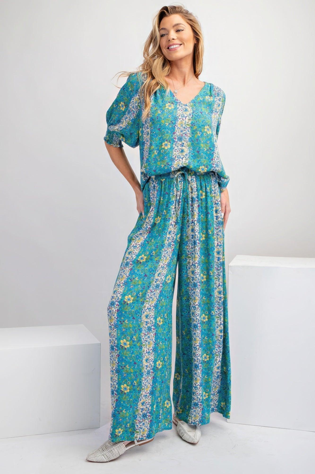 Floral Print Gauze Palazzo Pants - Leur Beau Monde Boutique