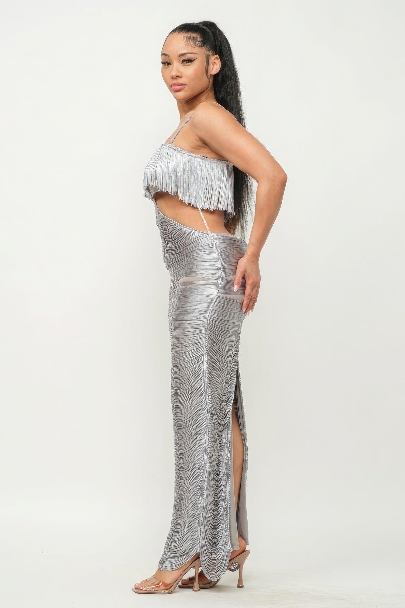 Lux Fringe Maxi Dress - Leur Beau Monde Boutique