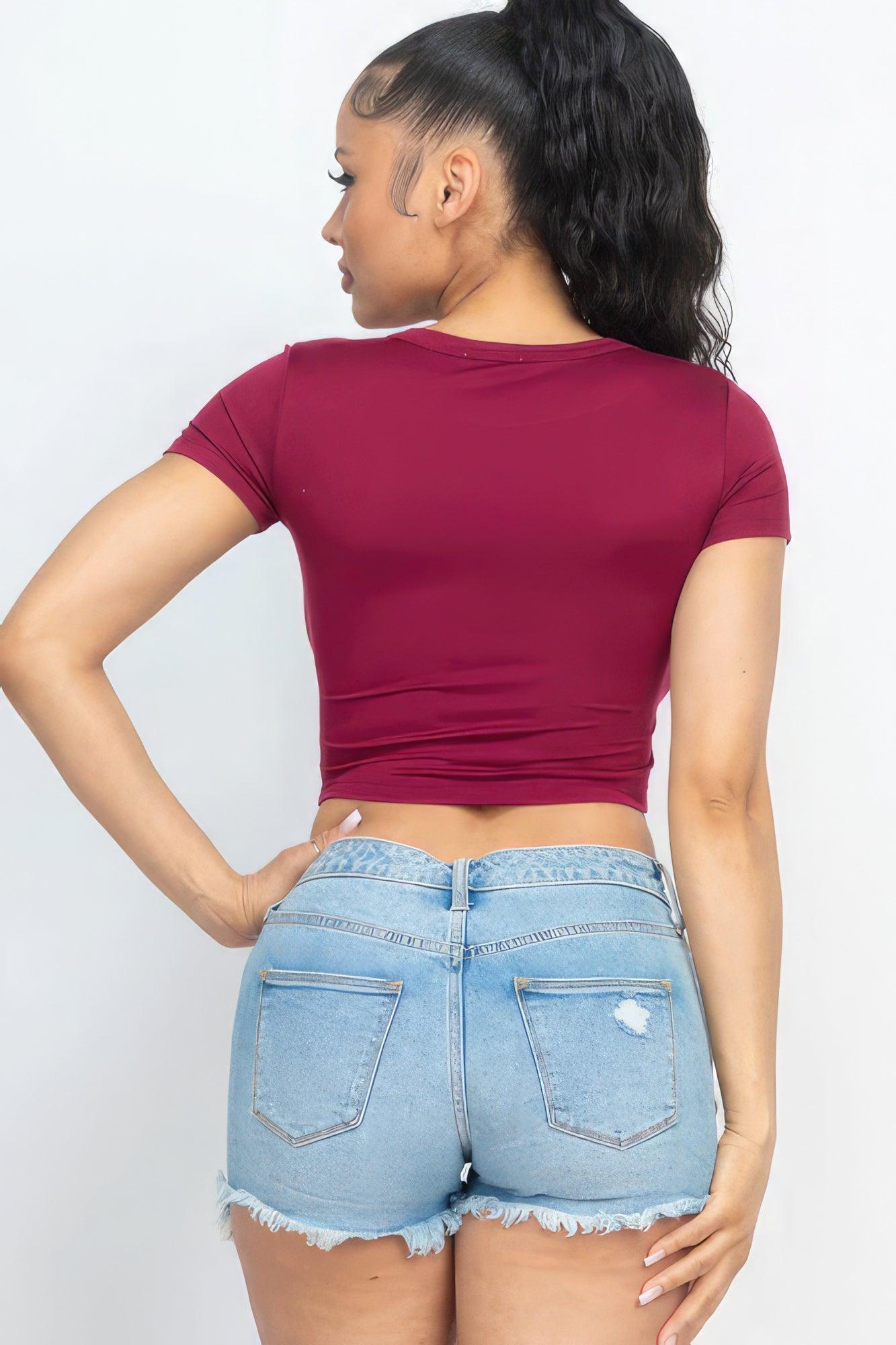 Short Sleeve Roundneck Crop Top - Leur Beau Monde Boutique