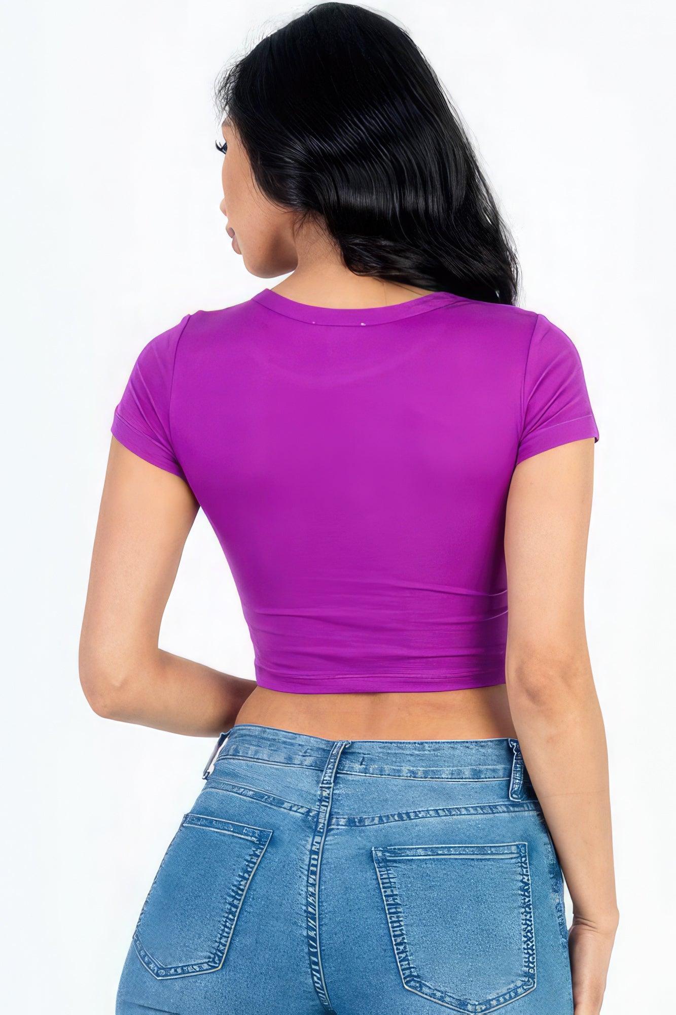 Short Sleeve Roundneck Crop Top - Leur Beau Monde Boutique