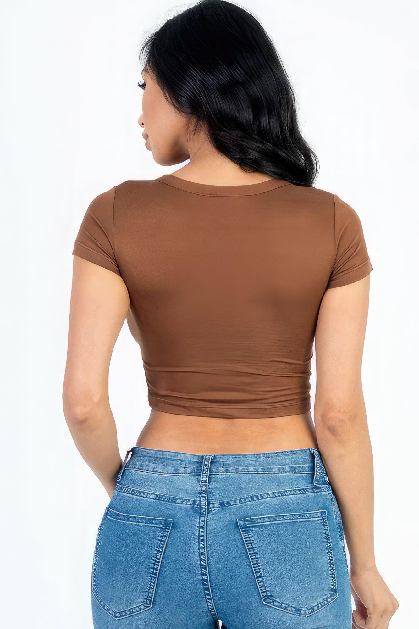 Short Sleeve Roundneck Crop Top - Leur Beau Monde Boutique