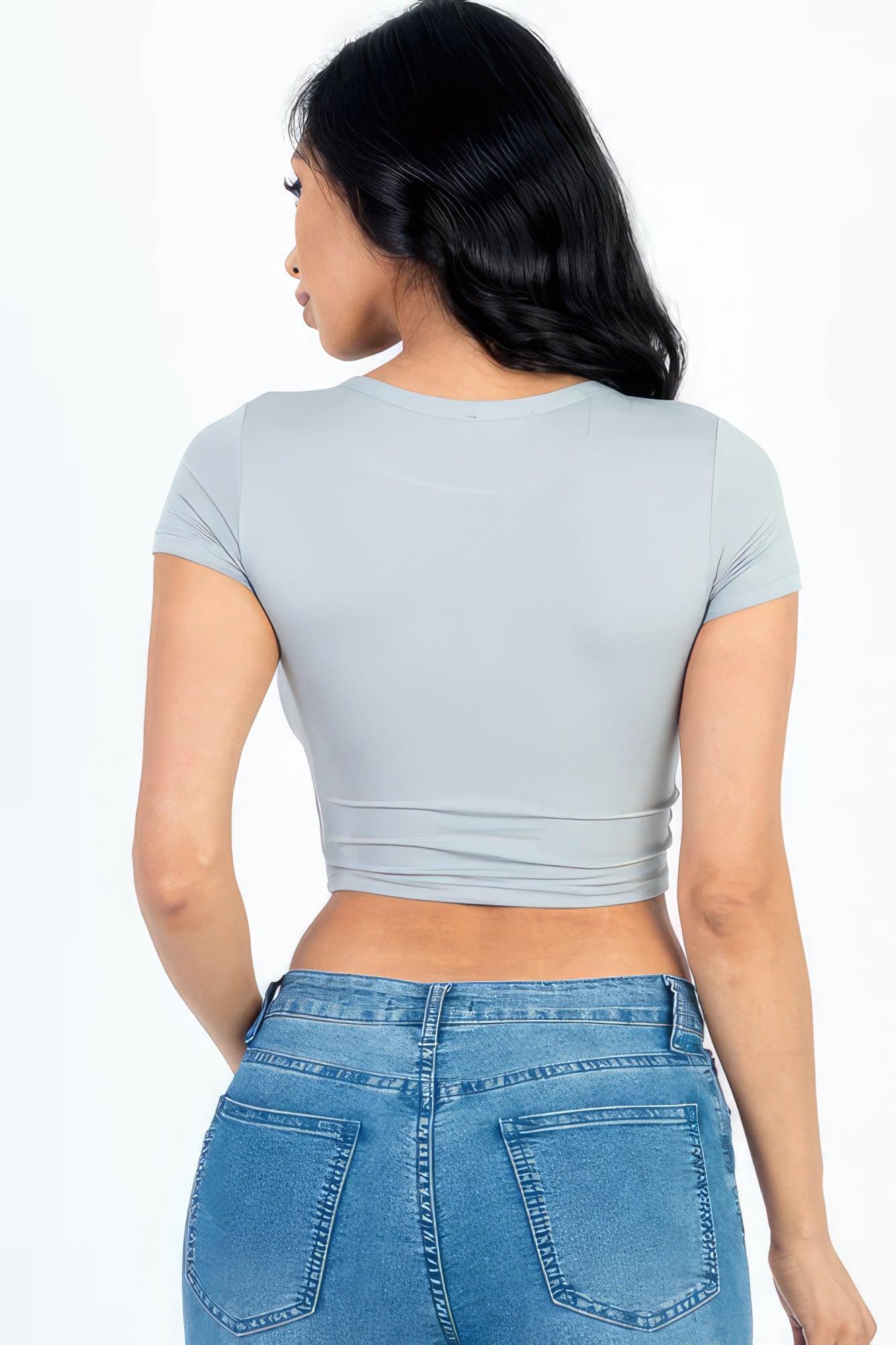 Short Sleeve Roundneck Crop Top - Leur Beau Monde Boutique