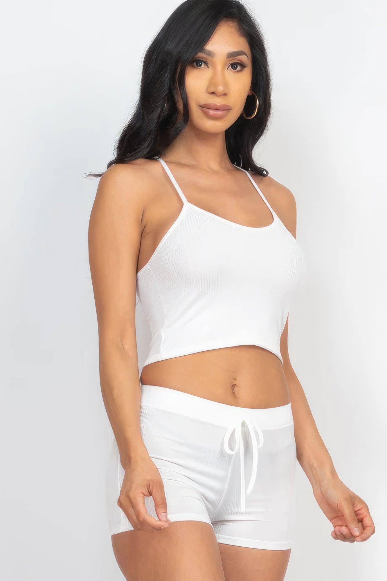 Ribbed Crop Cami Top & Shorts Set - Leur Beau Monde Boutique