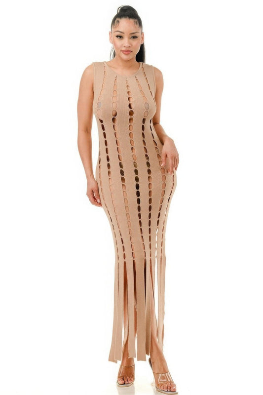 Cut Out Fringe Dress - Leur Beau Monde Boutique