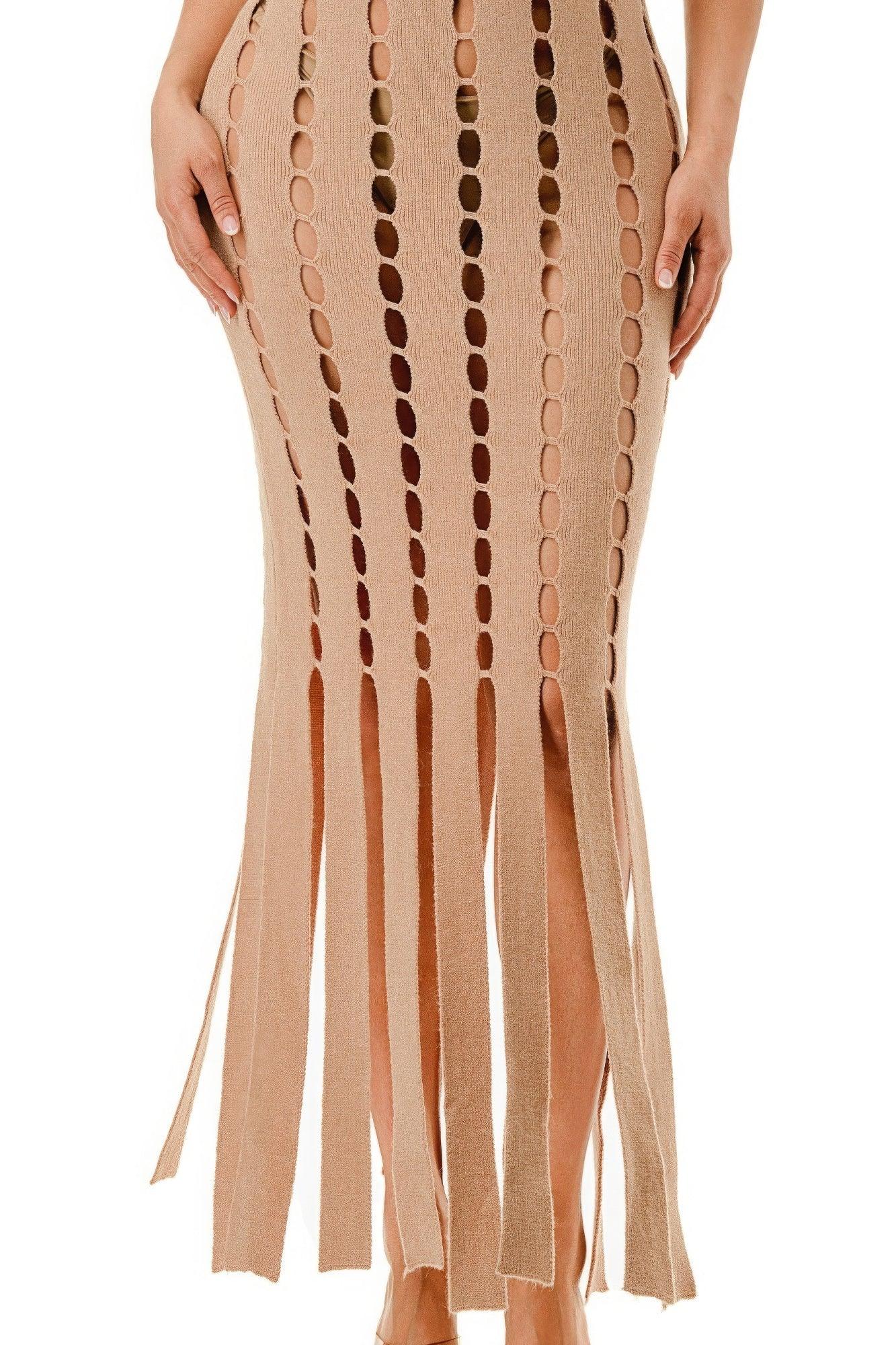 Cut Out Fringe Dress - Leur Beau Monde Boutique