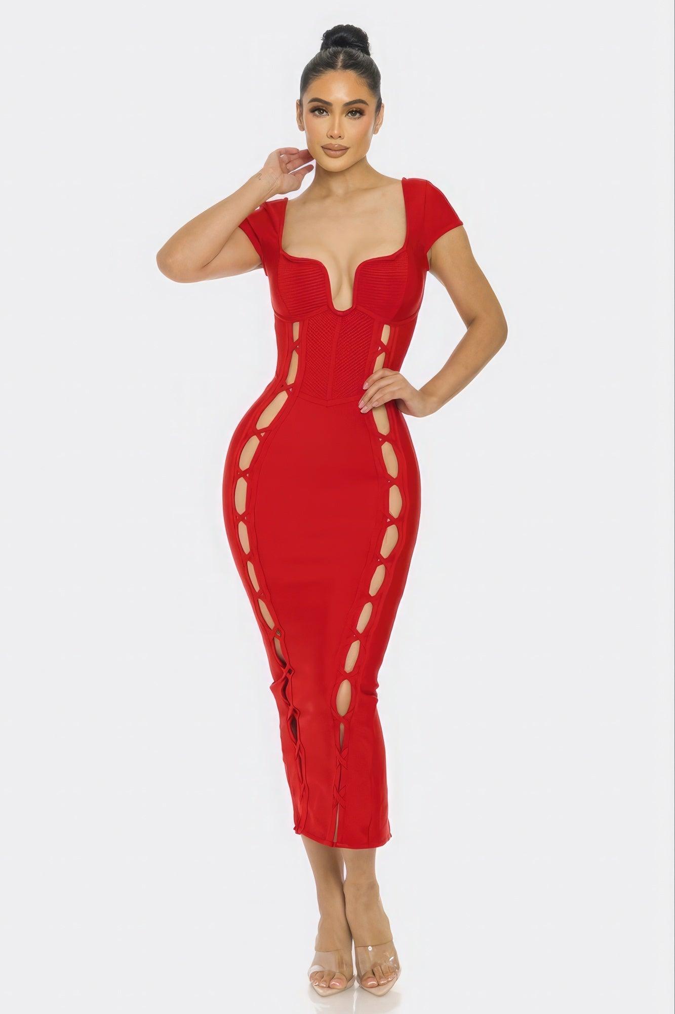 Bandage Midi Dress - Leur Beau Monde Boutique