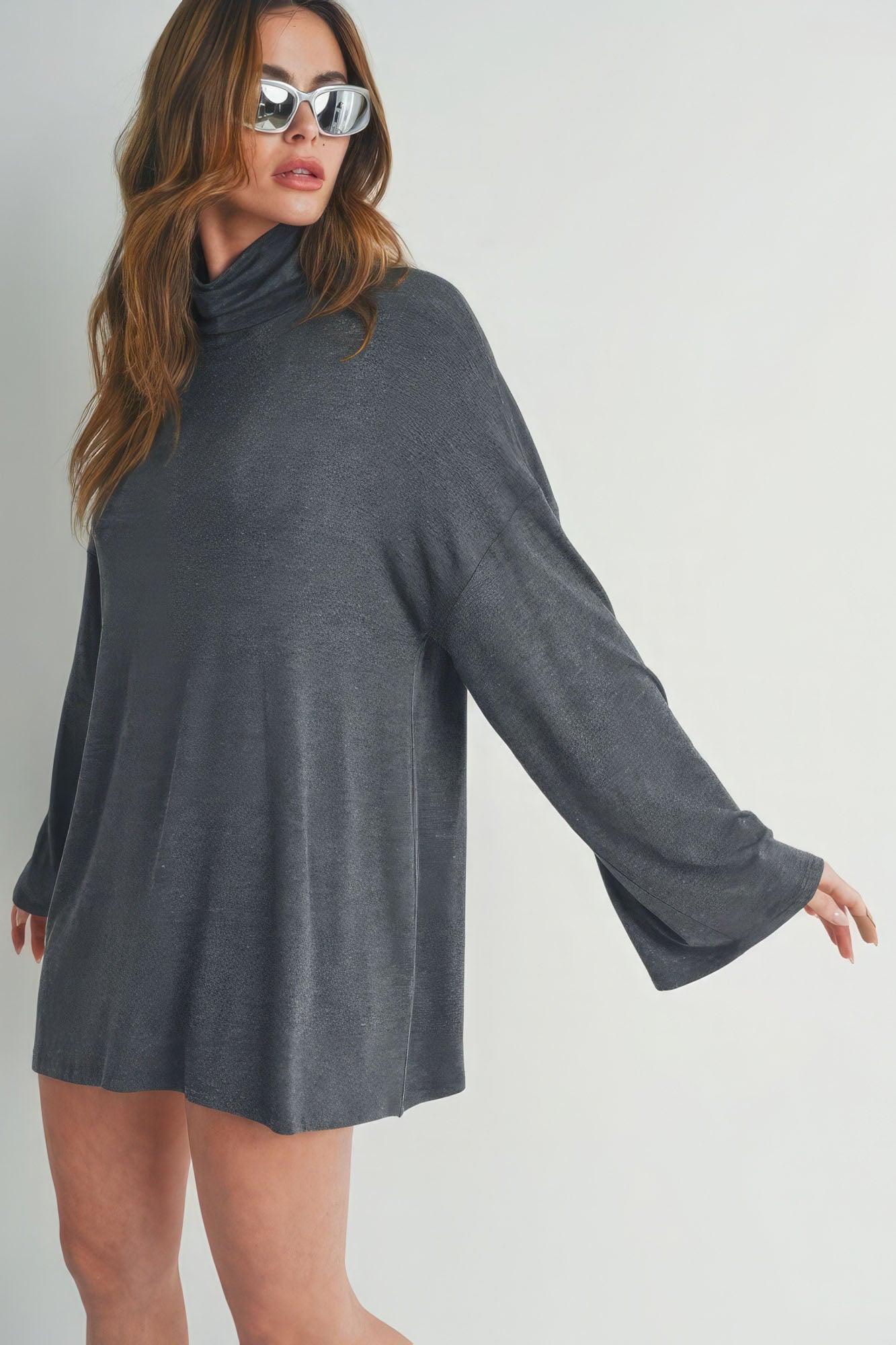 Bell Sleeve Turtle Neck Dress - Leur Beau Monde Boutique