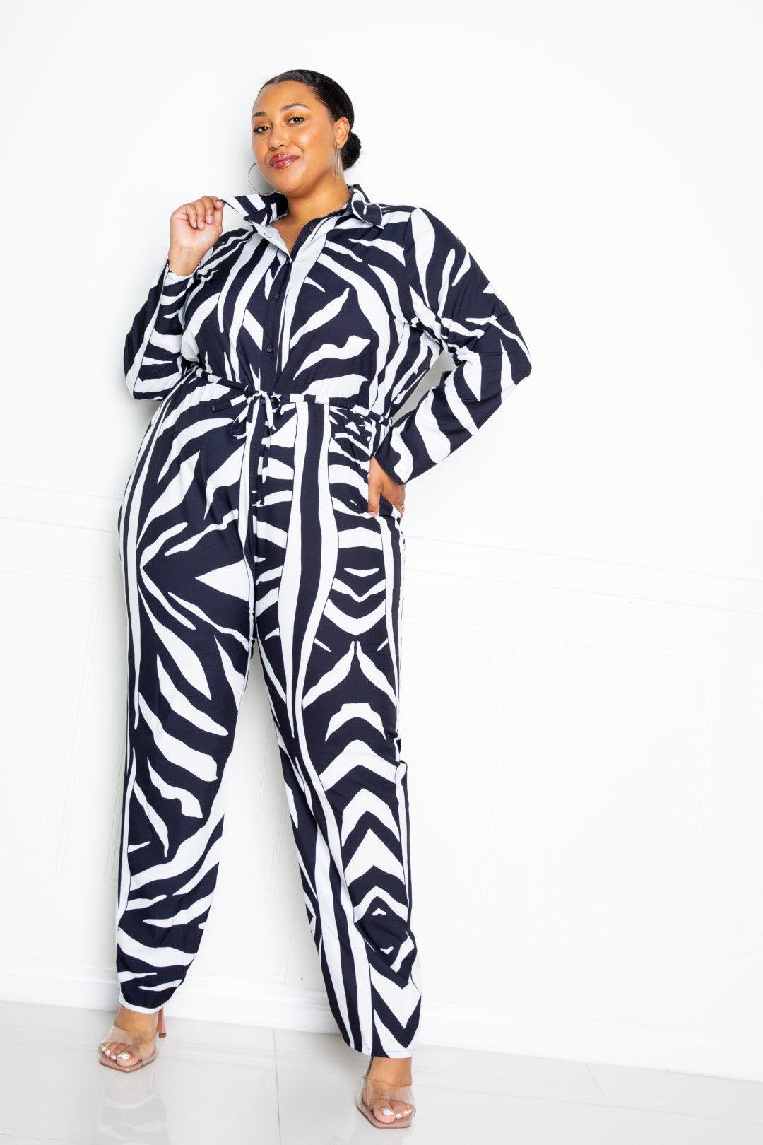 Button Up Long Sleeve Jumpsuit - Leur Beau Monde Boutique