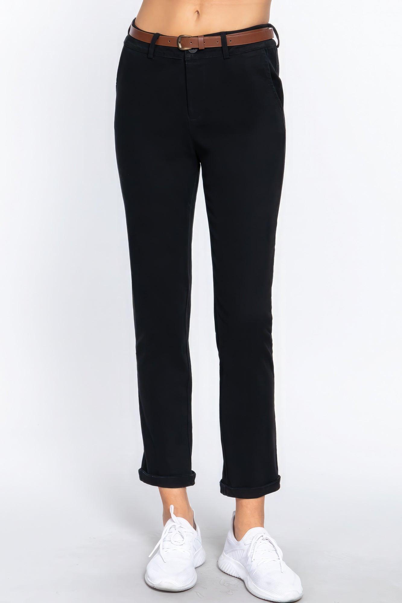 Cotton-span Twill Belted Long Pants - Leur Beau Monde Boutique