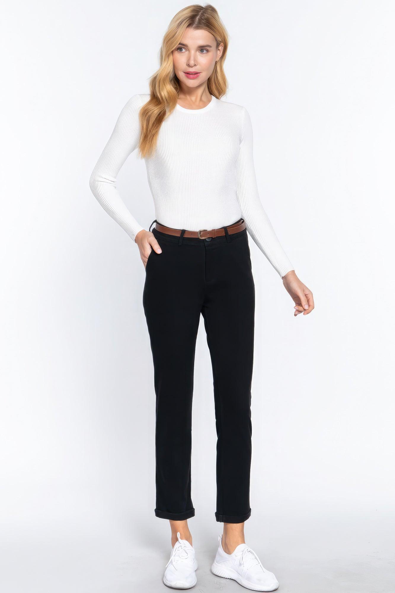 Cotton-span Twill Belted Long Pants - Leur Beau Monde Boutique