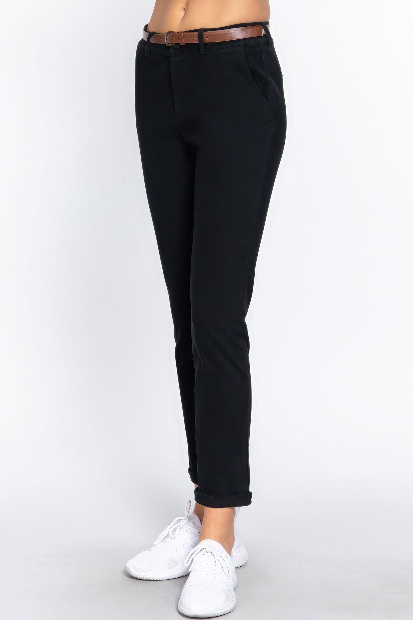 Cotton-span Twill Belted Long Pants - Leur Beau Monde Boutique