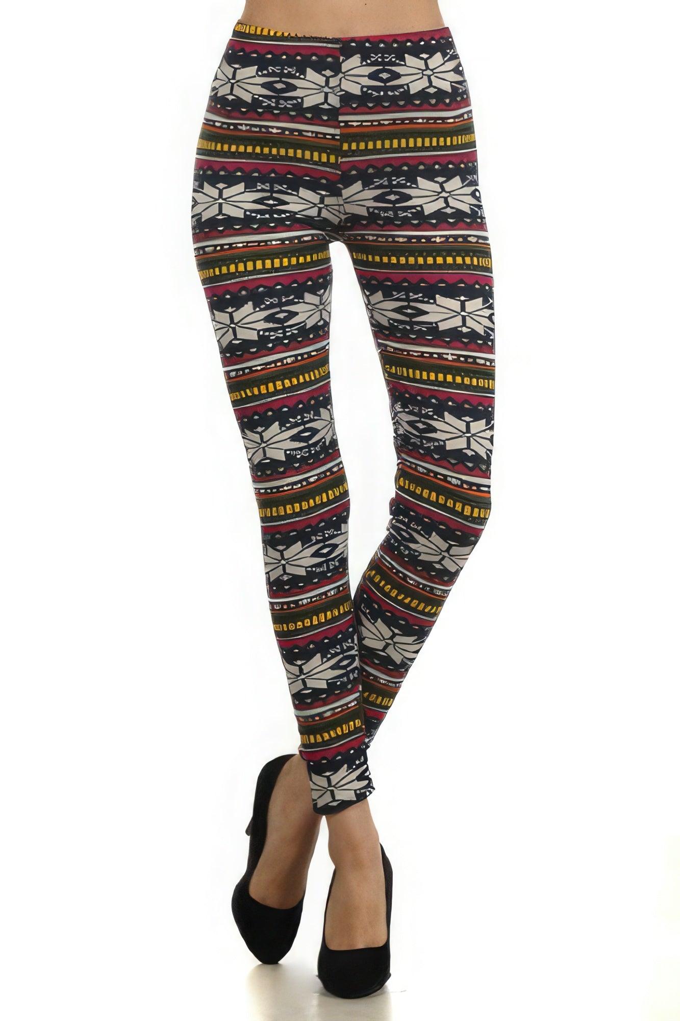 Fair Isle Printed, High Waist Knit Leggings - Leur Beau Monde Boutique