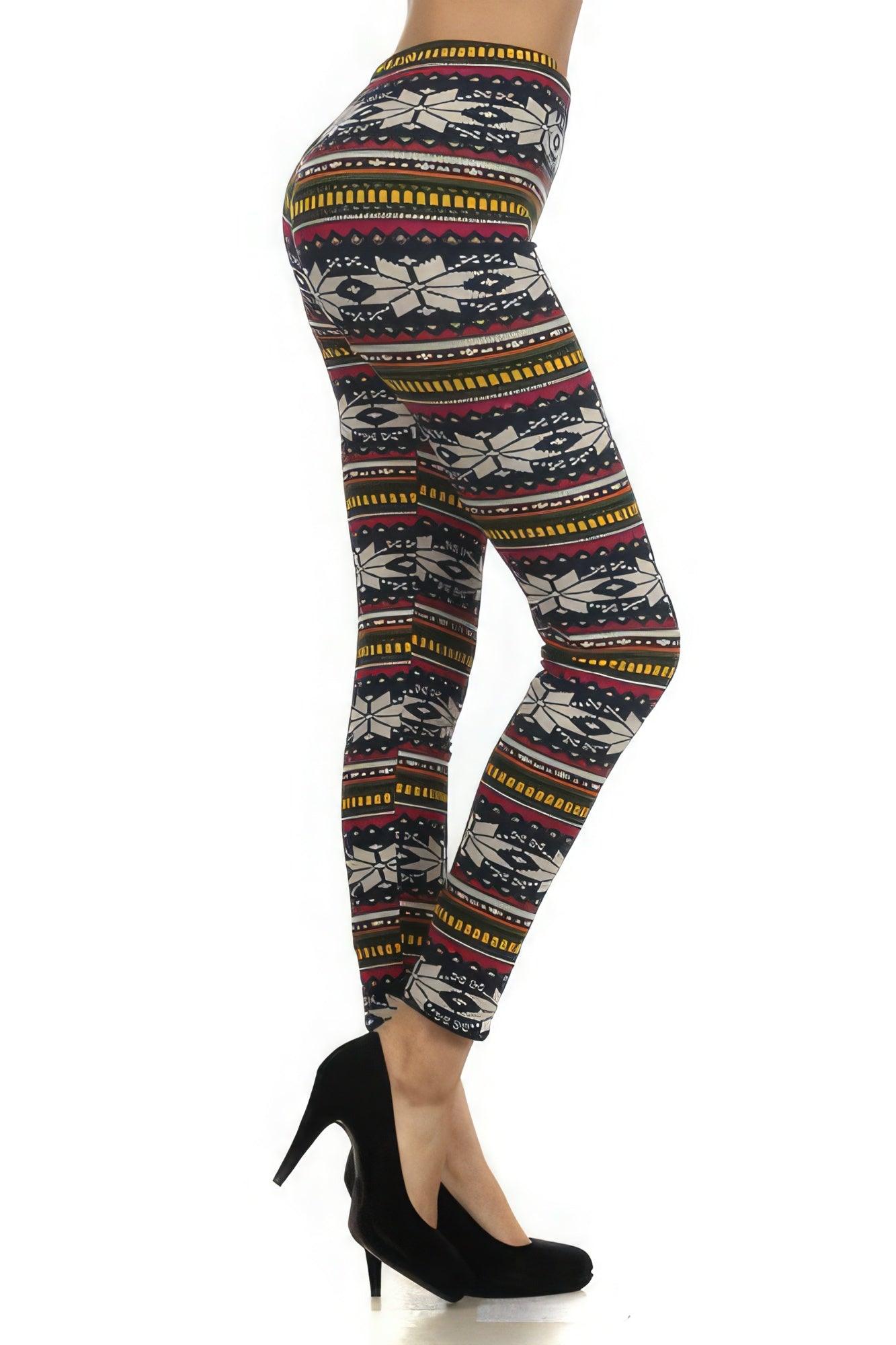 Fair Isle Printed, High Waist Knit Leggings - Leur Beau Monde Boutique