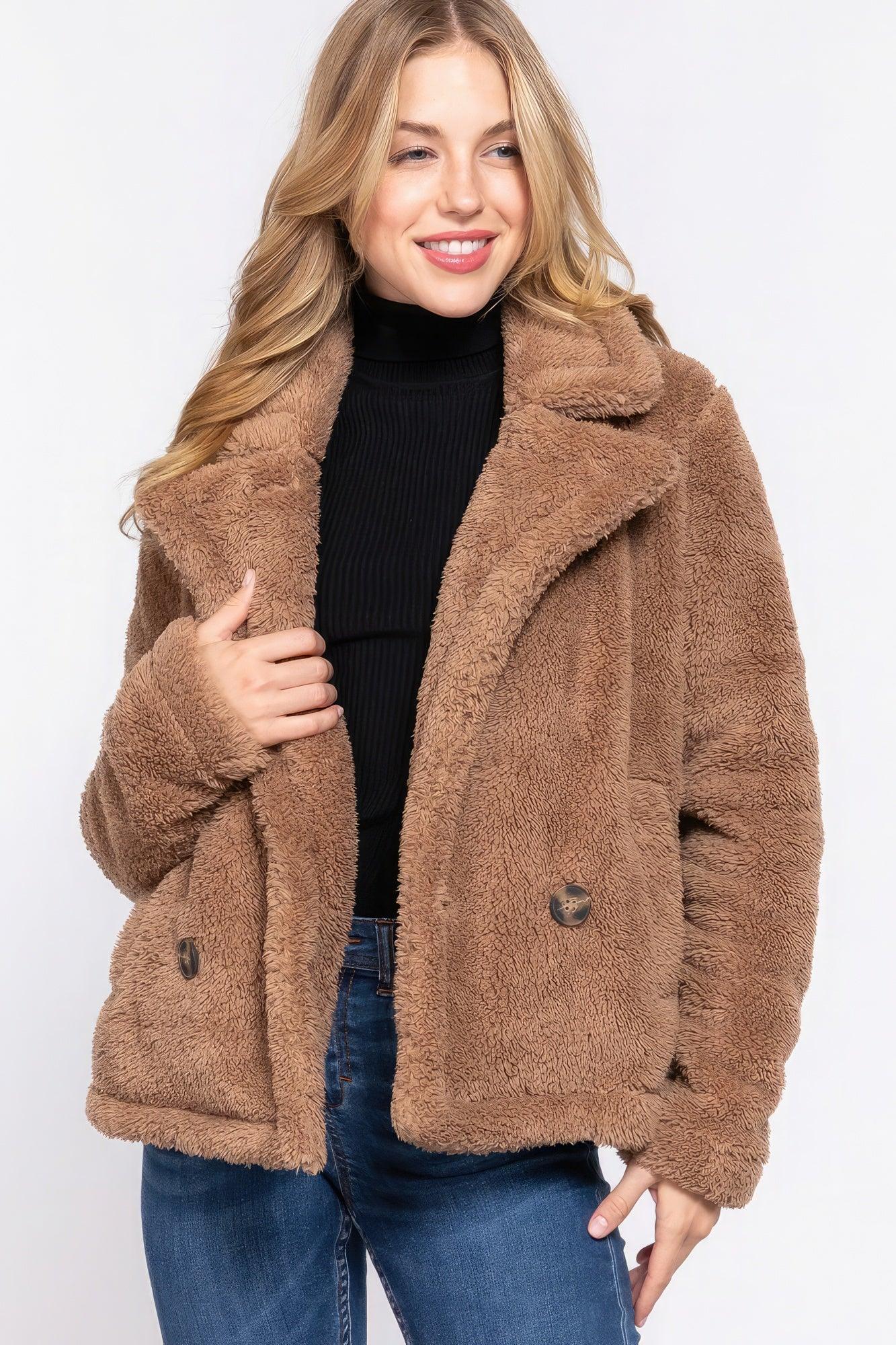 Faux Fur Sherpa Jacket - Leur Beau Monde Boutique