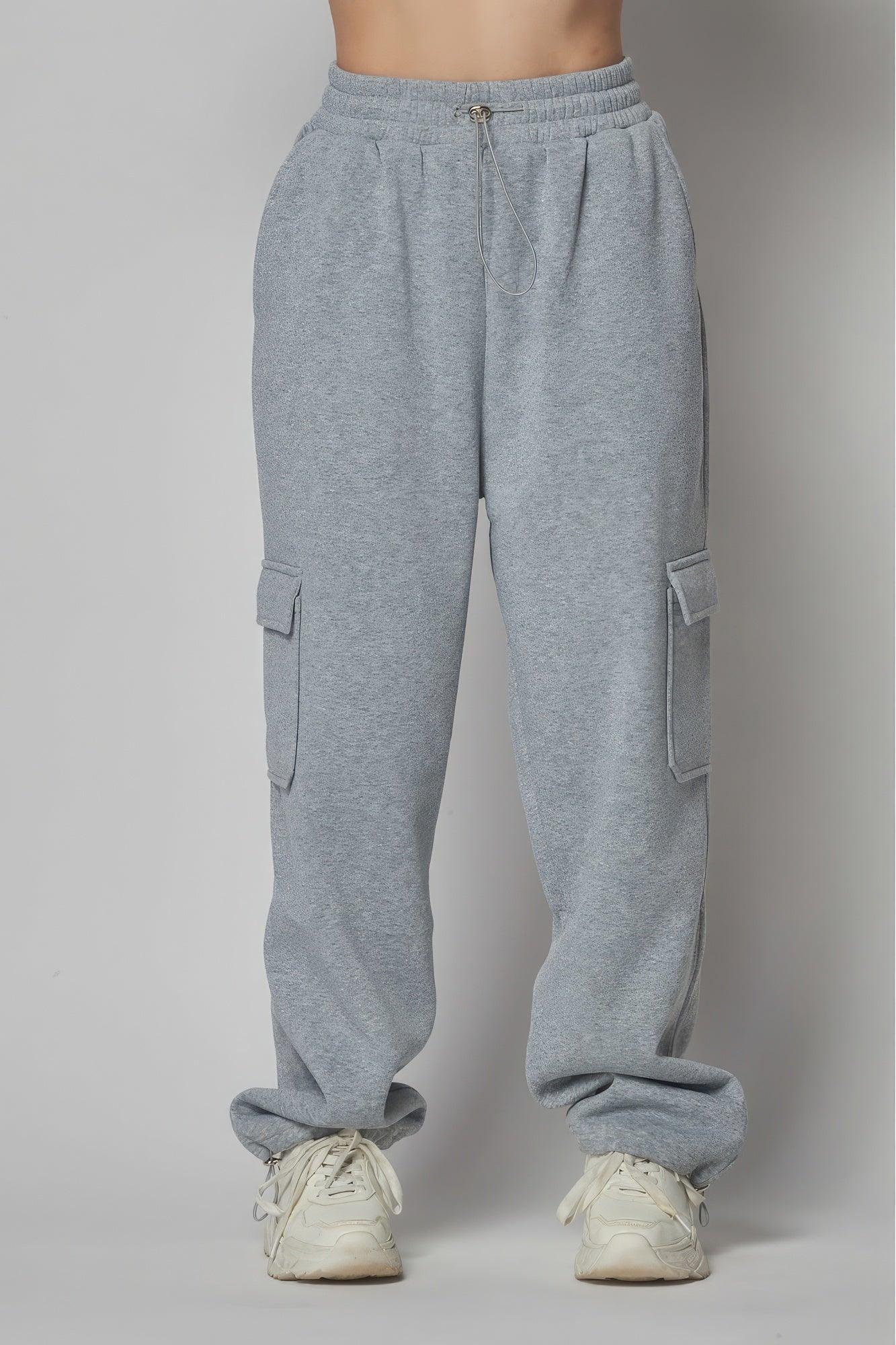 Fleece Lined Cargo Sweat Jogger Pants - Leur Beau Monde Boutique