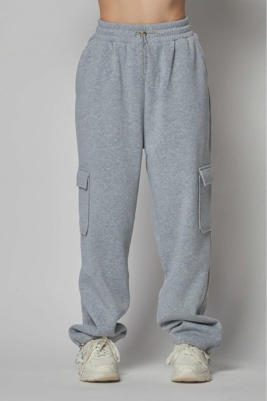 Fleece Lined Cargo Sweat Jogger Pants - Leur Beau Monde Boutique