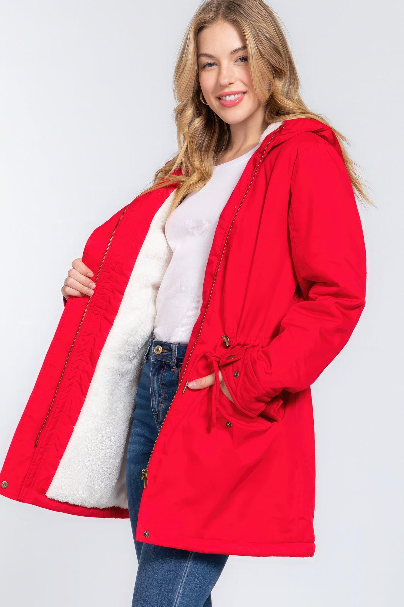 Fleece Lined Fur Hoodie Utility Jacket - Leur Beau Monde Boutique