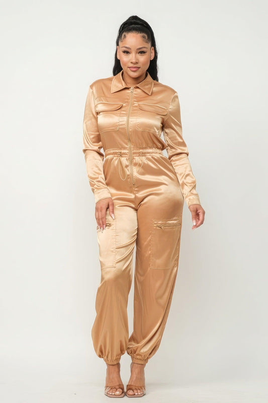 Front Zipper Pockets Top And Pants Jumpsuit - Leur Beau Monde Boutique