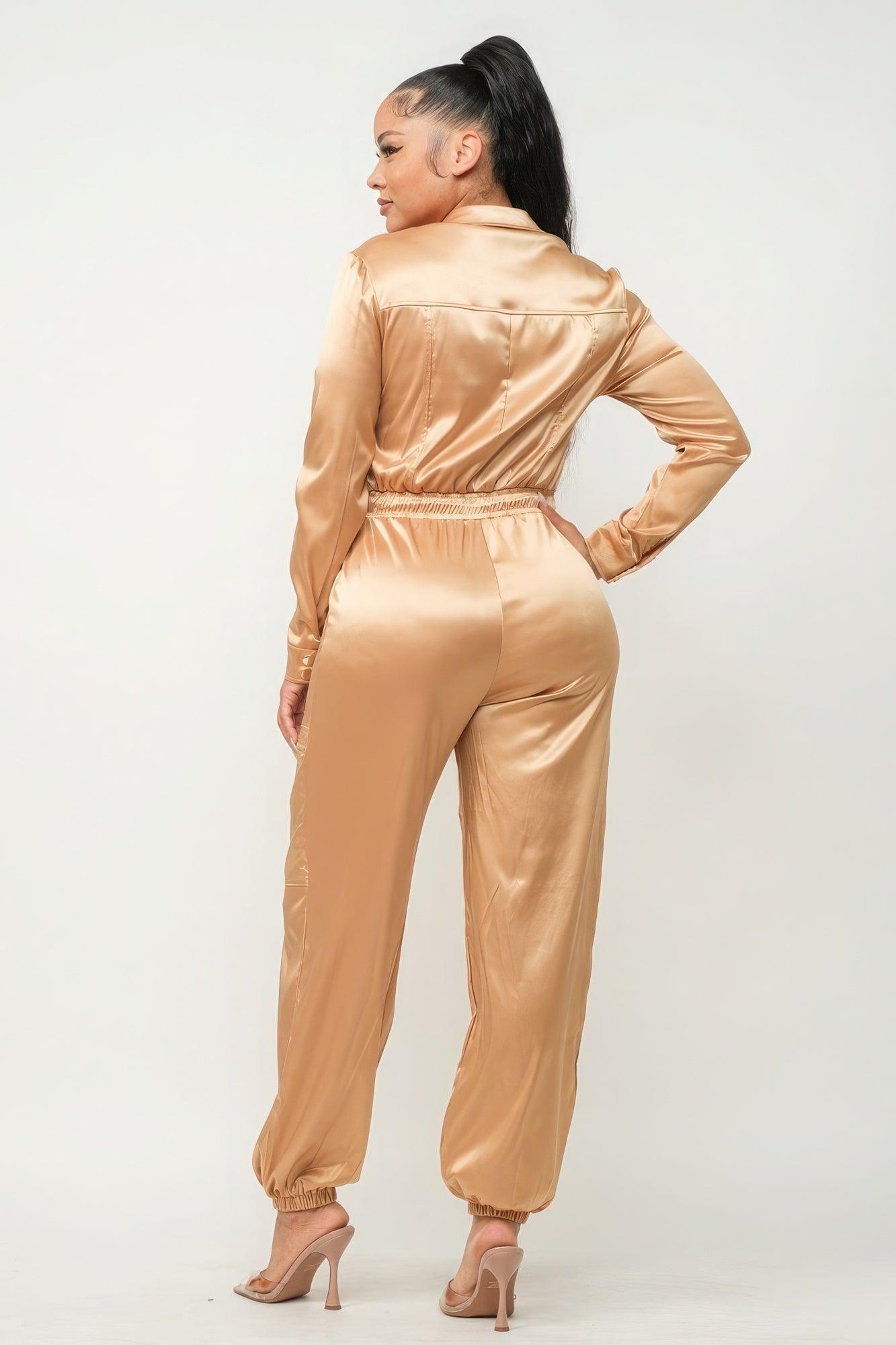 Front Zipper Pockets Top And Pants Jumpsuit - Leur Beau Monde Boutique