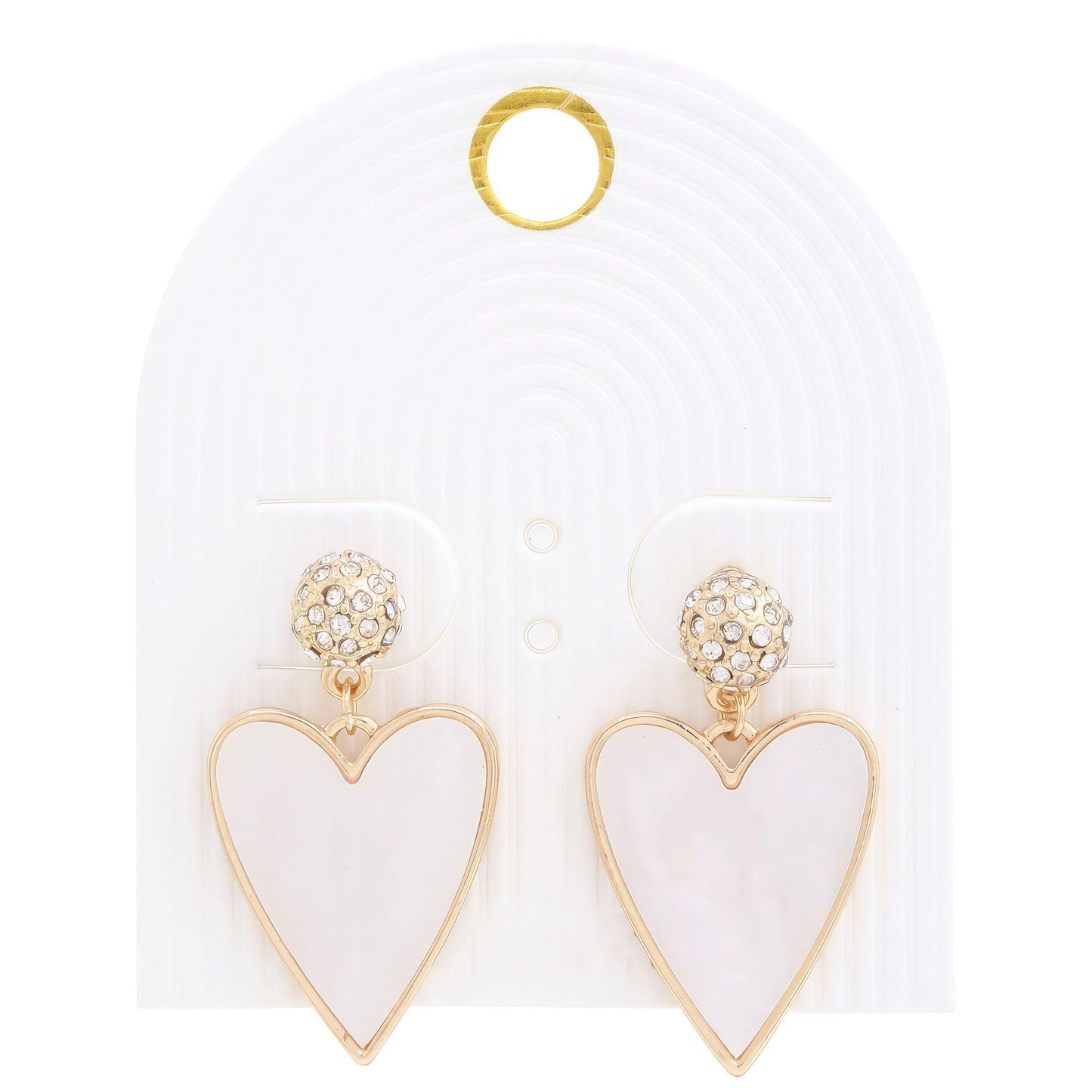 Heart Rhinestone Bead Dangle Earring - Leur Beau Monde Boutique