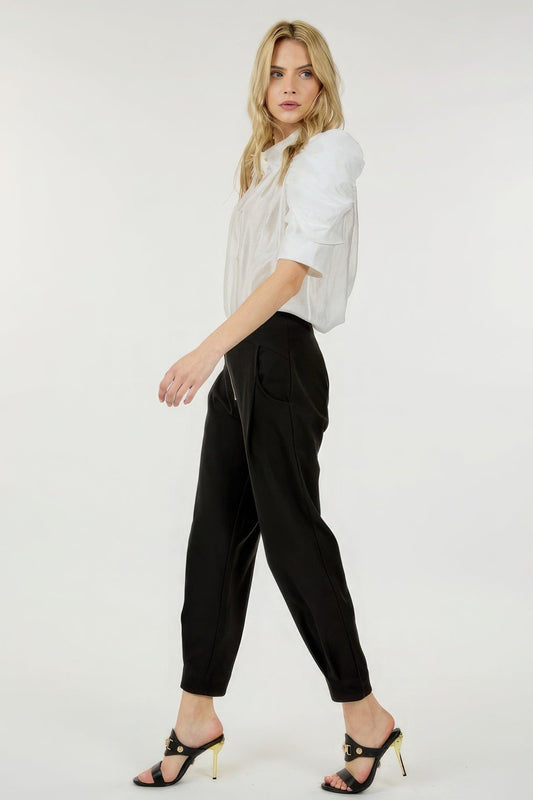 High Waist Zipper Front Skinny Pants - Leur Beau Monde Boutique