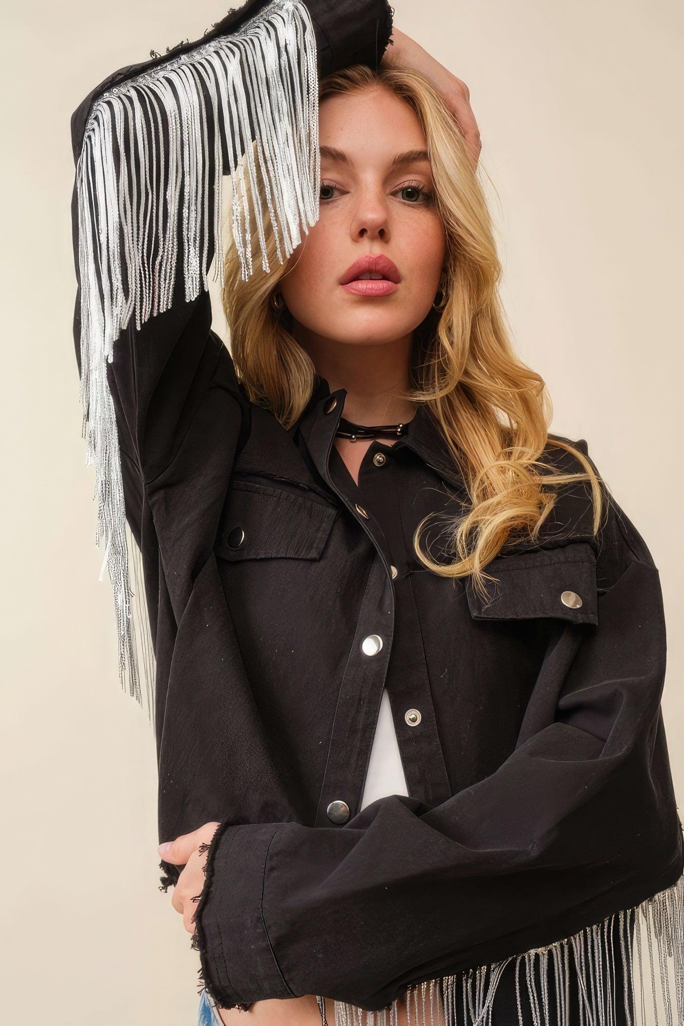 Howdy Sequin Fringe And Star Patches Jacket - Leur Beau Monde Boutique