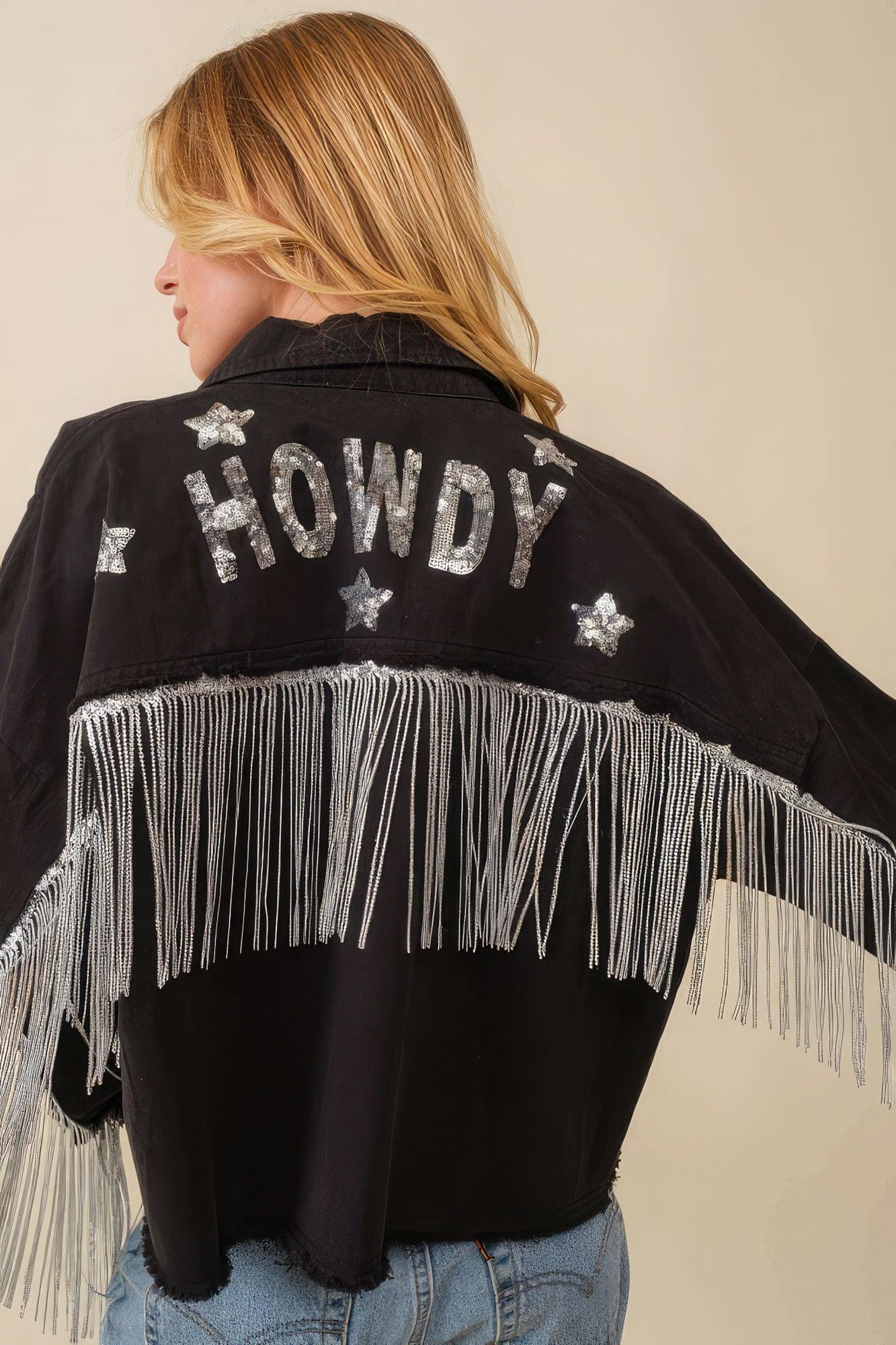 Howdy Sequin Fringe And Star Patches Jacket - Leur Beau Monde Boutique