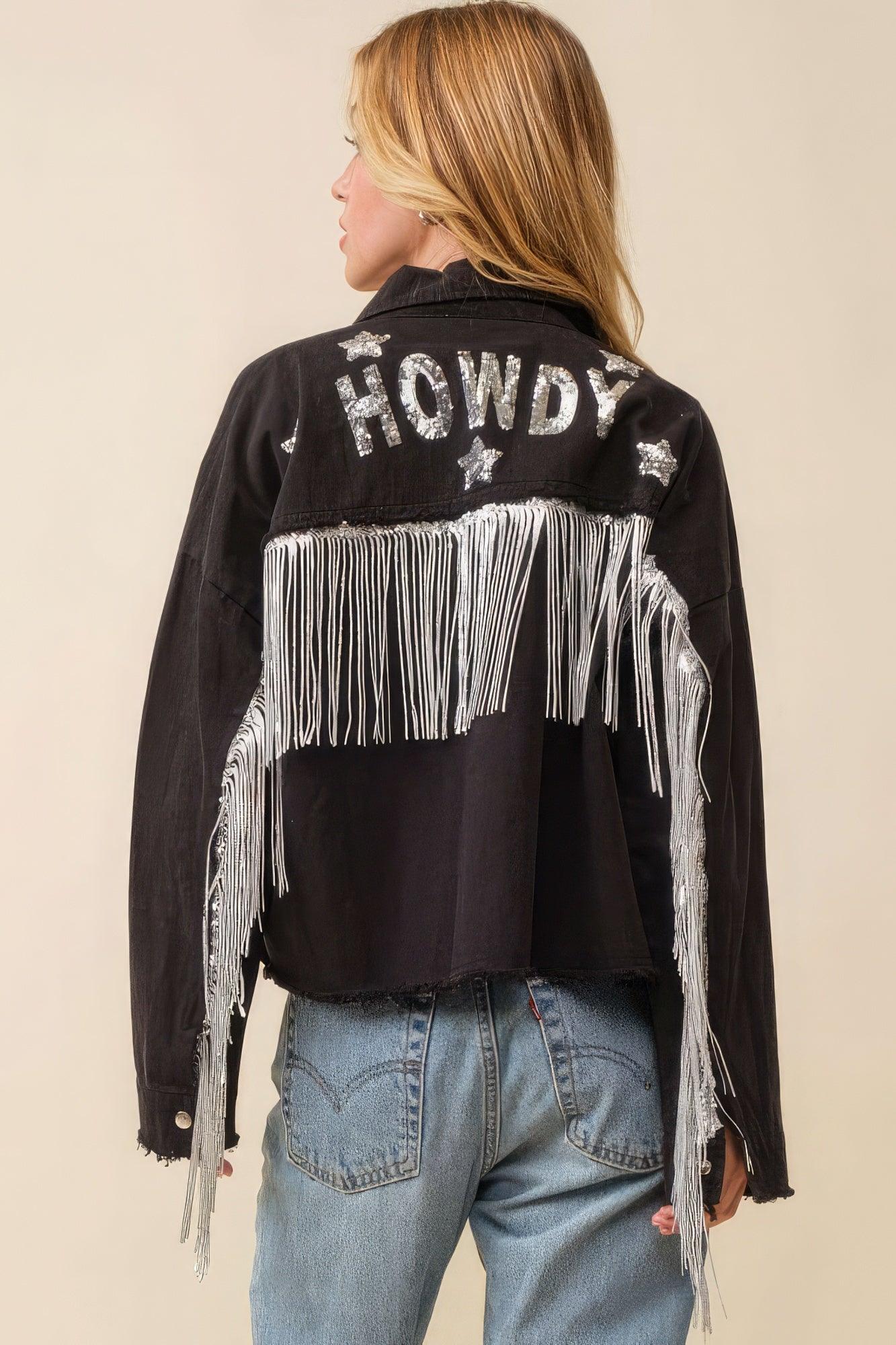 Howdy Sequin Fringe And Star Patches Jacket - Leur Beau Monde Boutique