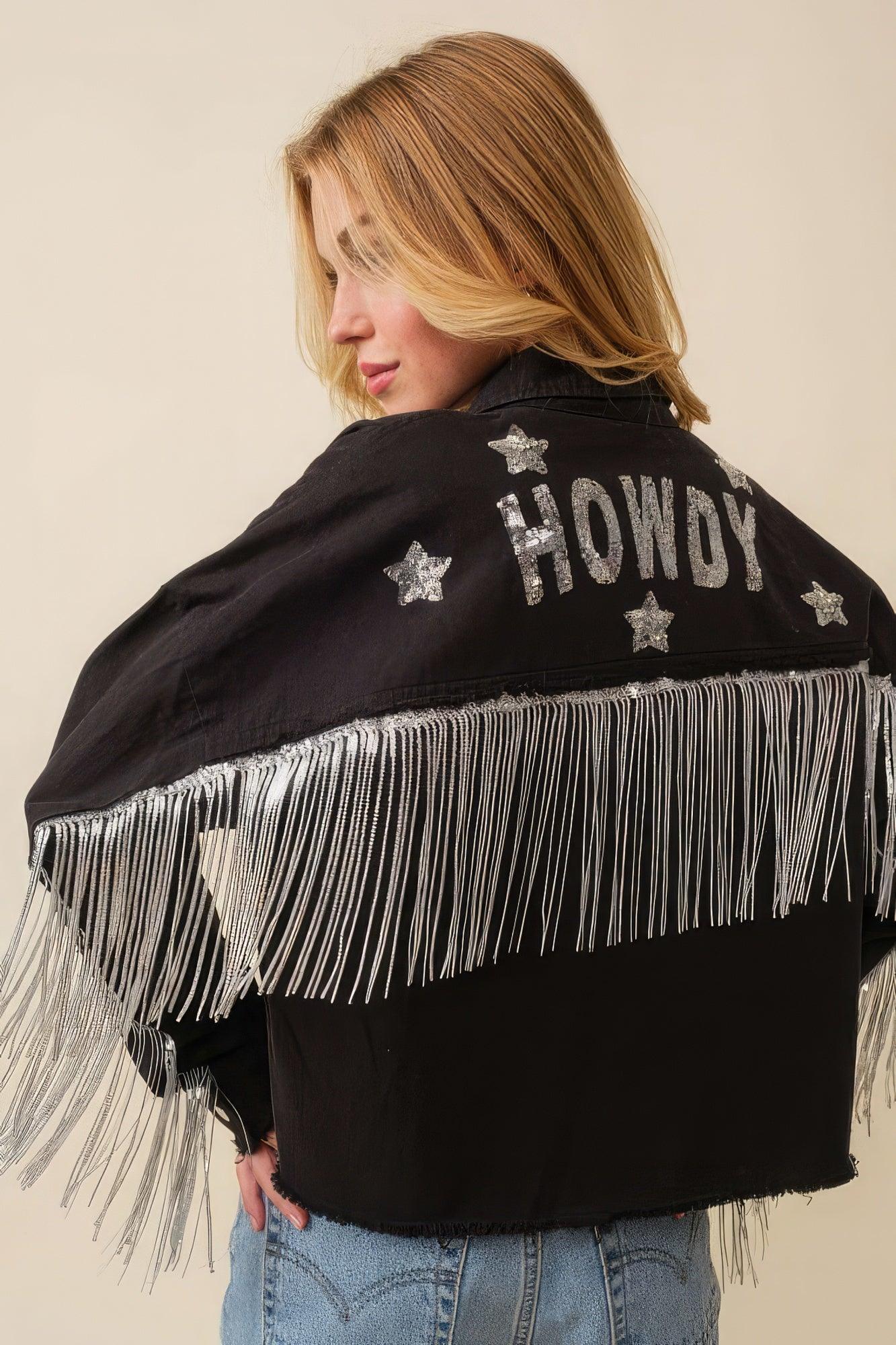 Howdy Sequin Fringe And Star Patches Jacket - Leur Beau Monde Boutique