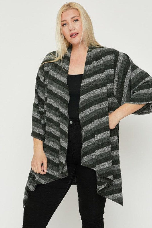 Kimono Style Striped Cardigan - Leur Beau Monde Boutique