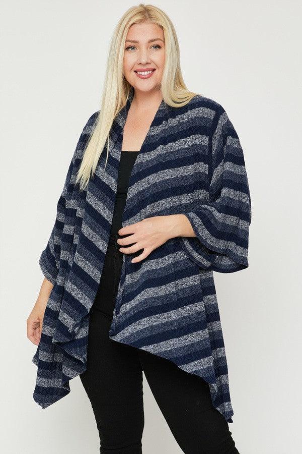 Kimono Style Striped Cardigan - Leur Beau Monde Boutique