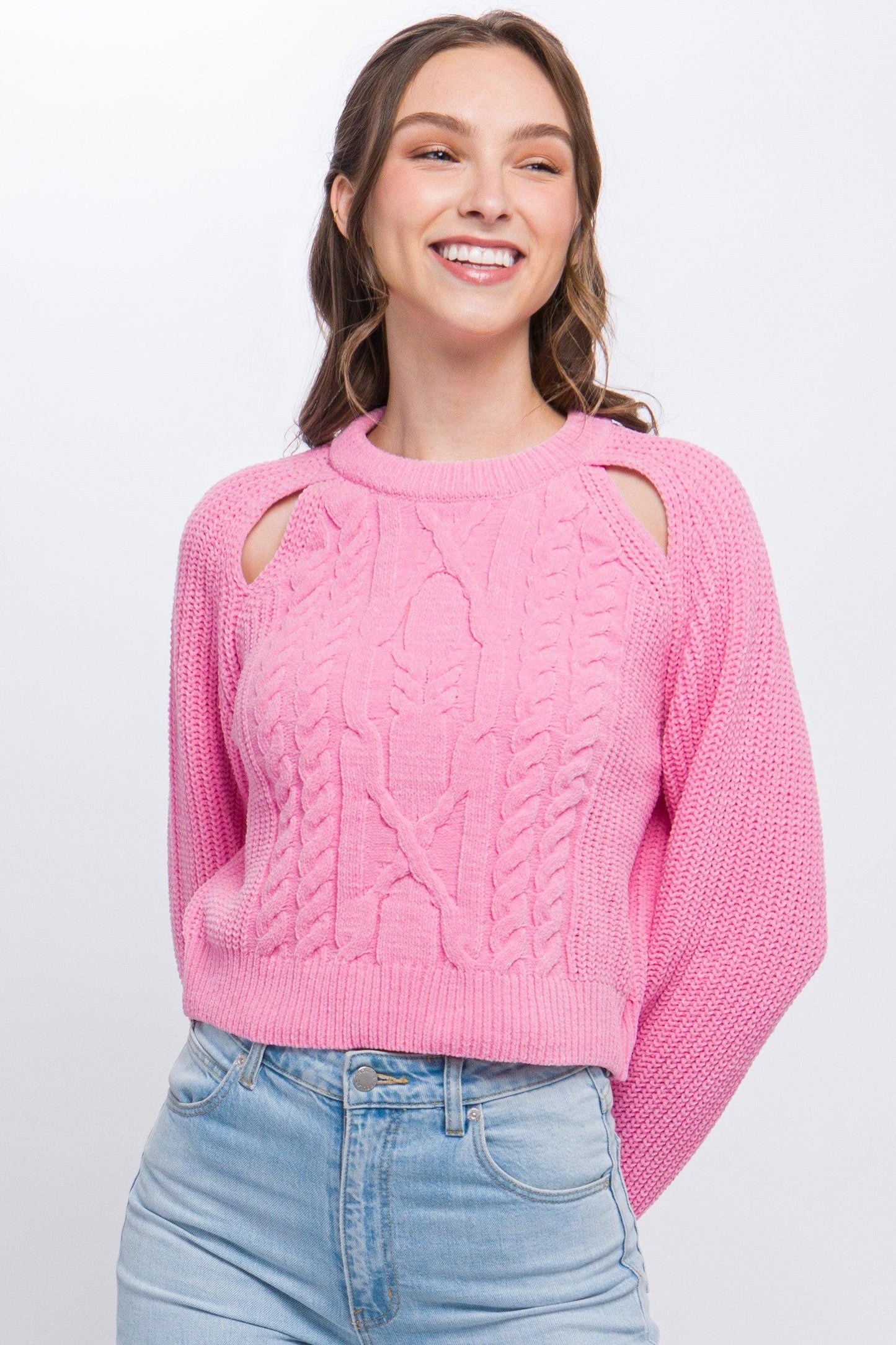 Knit Pullover Sweater With Cold Shoulder Detail - Leur Beau Monde Boutique