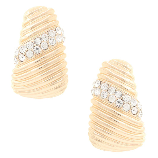 Lined Crystal Metal Earring - Leur Beau Monde Boutique