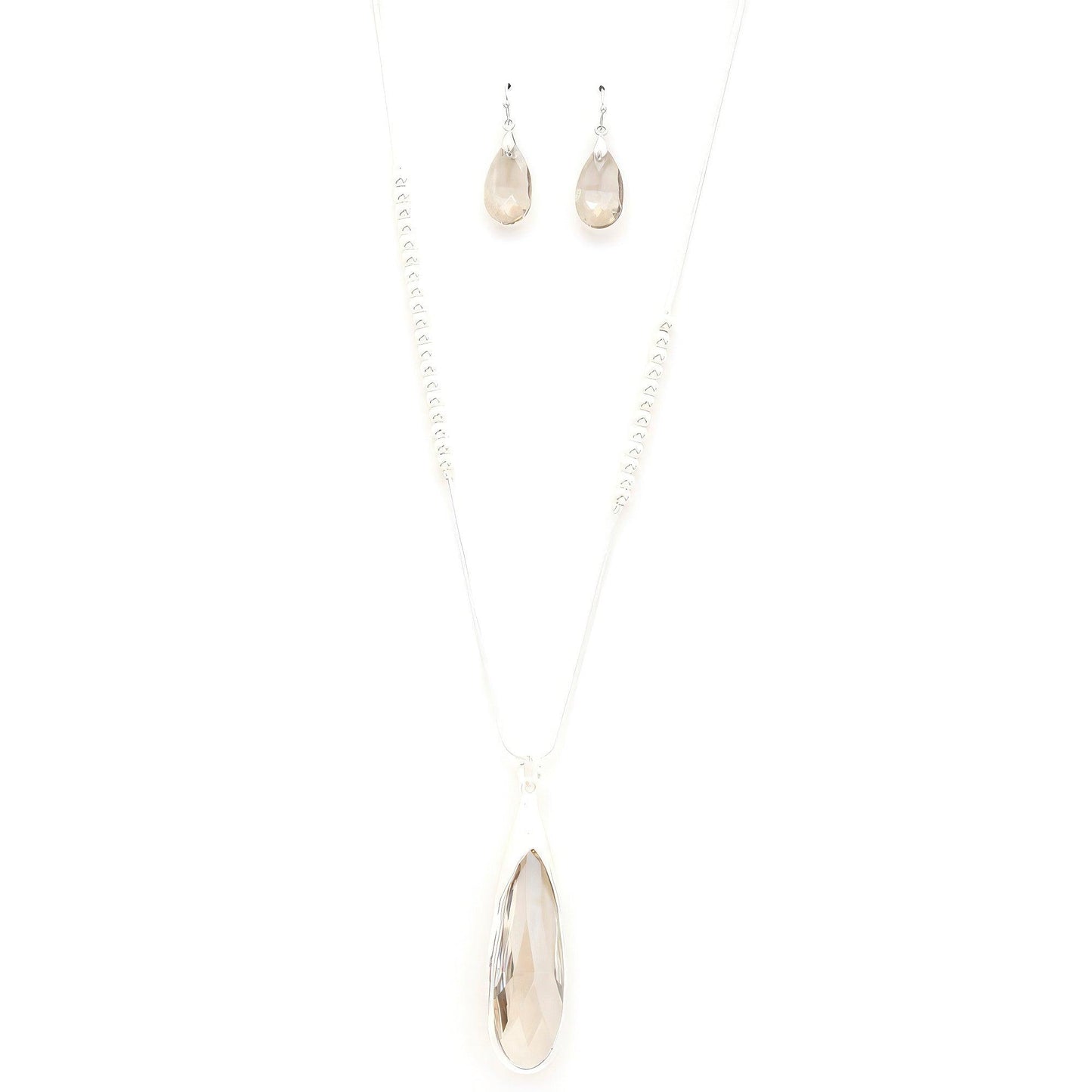 Long Teardrop Pendant Beaded Necklace - Leur Beau Monde Boutique