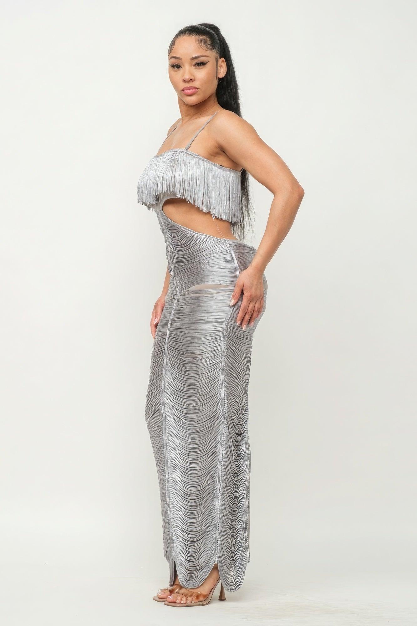 Lux Fringe Maxi Dress - Leur Beau Monde Boutique