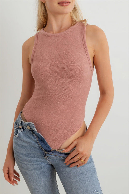 Mauve Knit Sleeveless Bodysuit - Leur Beau Monde Boutique