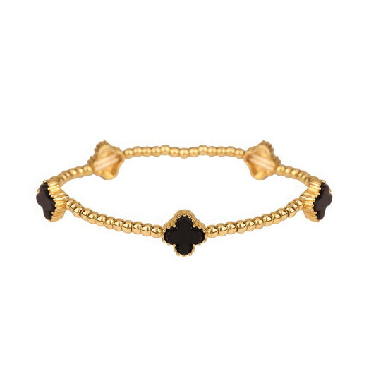 Metal Flower Station Stretch Bracelet - Leur Beau Monde Boutique