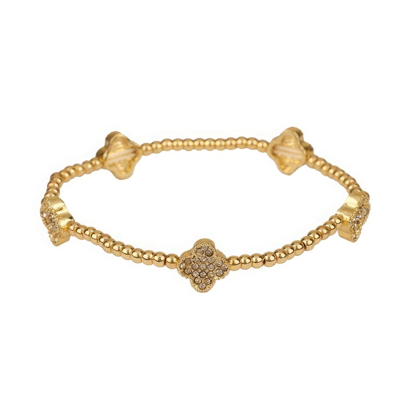 Metal Flower Station Stretch Bracelet - Leur Beau Monde Boutique