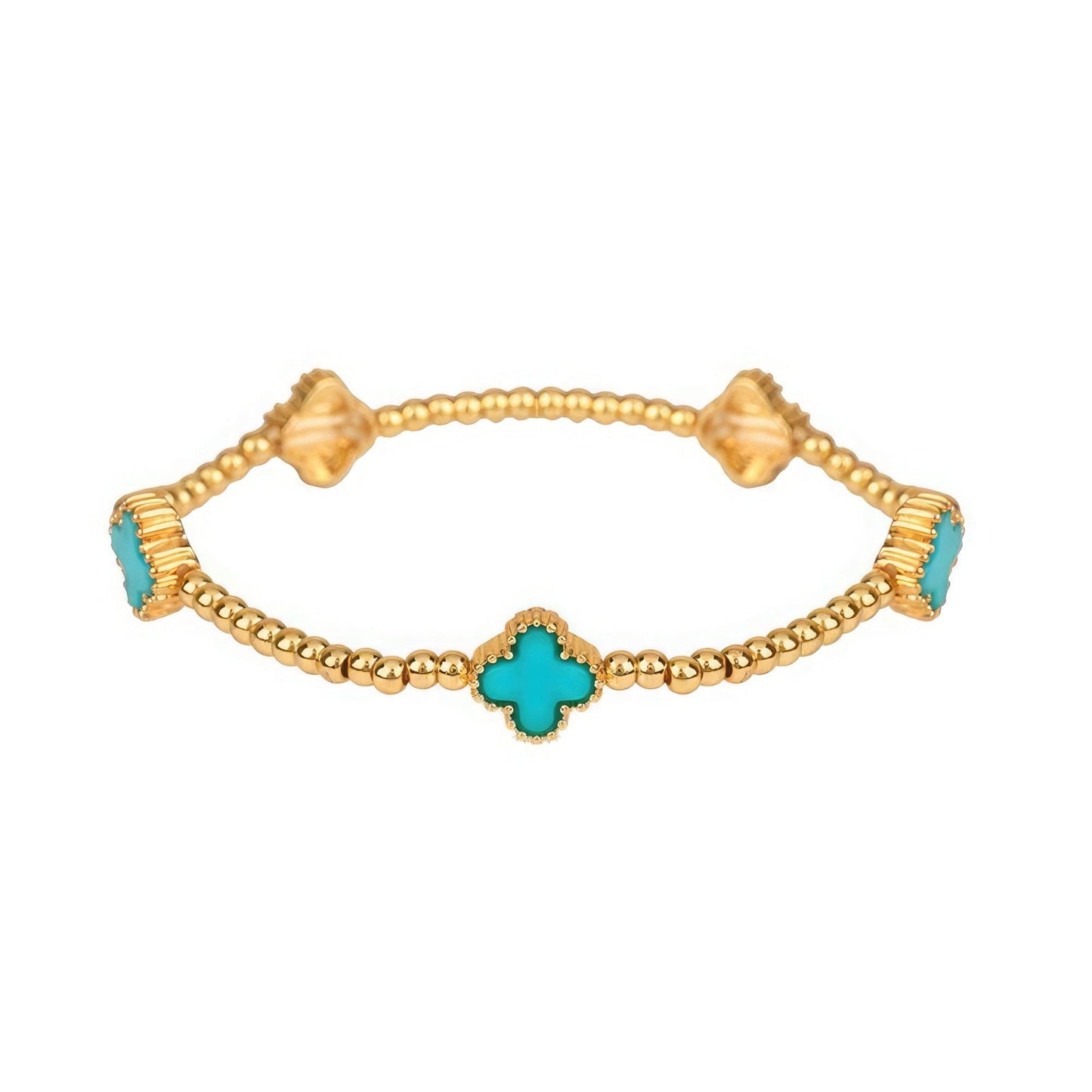 Metal Flower Station Stretch Bracelet - Leur Beau Monde Boutique